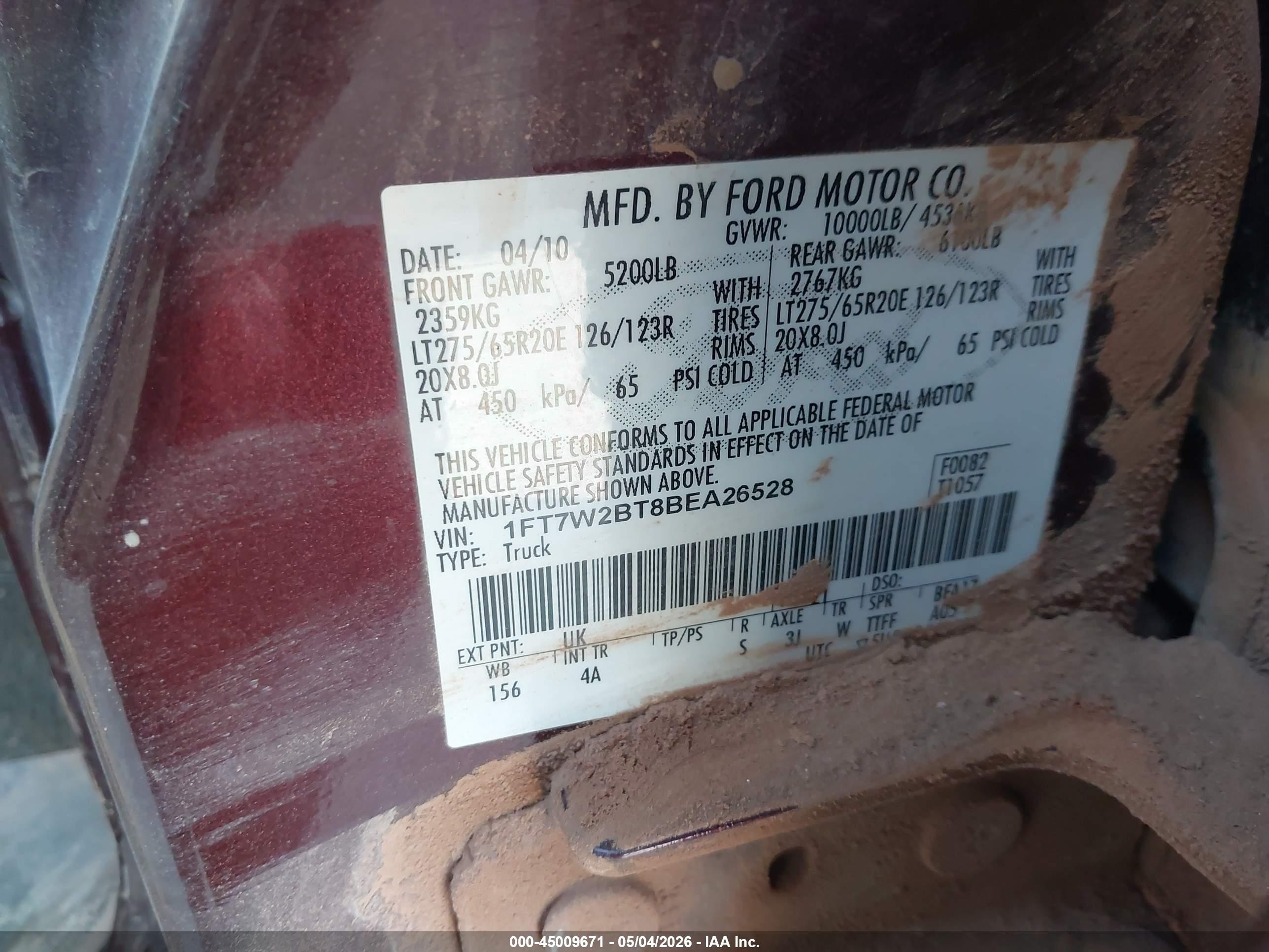 2011 Ford F250 Super Duty Maroon vin: 1FT7W2BT8BEA26528