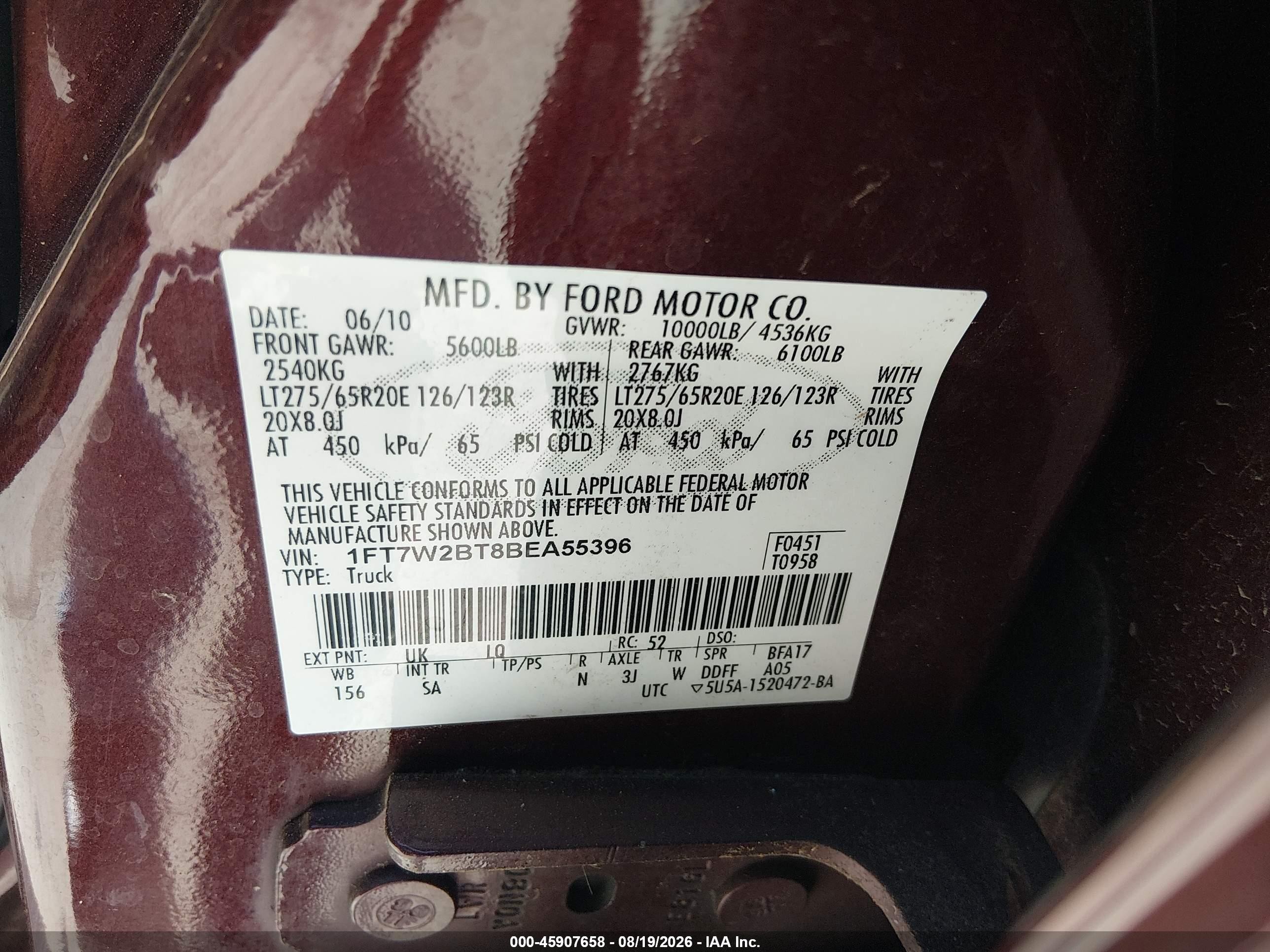 2011 Ford F-250 King Ranch Burgundy vin: 1FT7W2BT8BEA55396