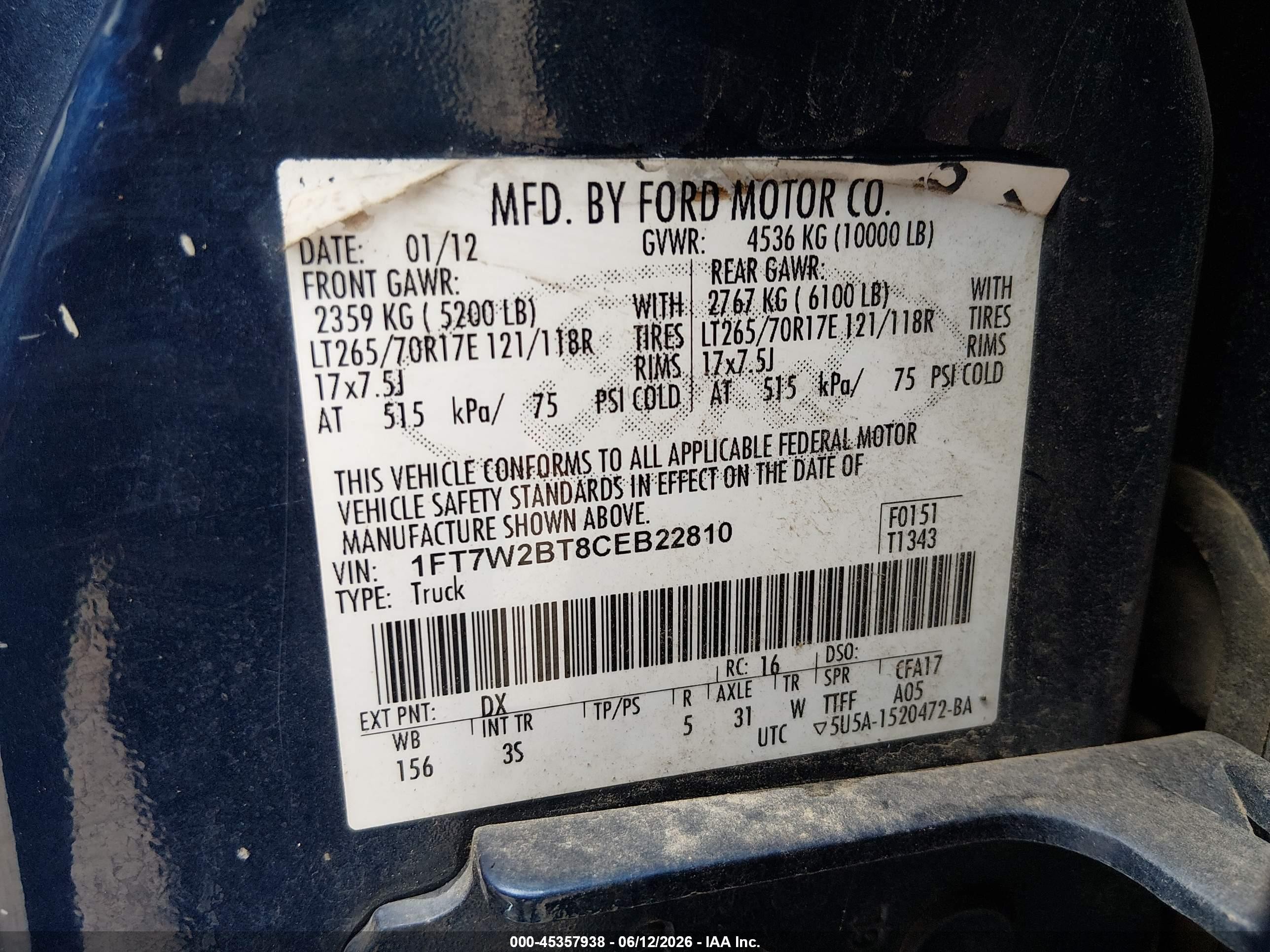 2012 Ford Super Duty F-250 Srw Xlt Синий vin: 1FT7W2BT8CEB22810