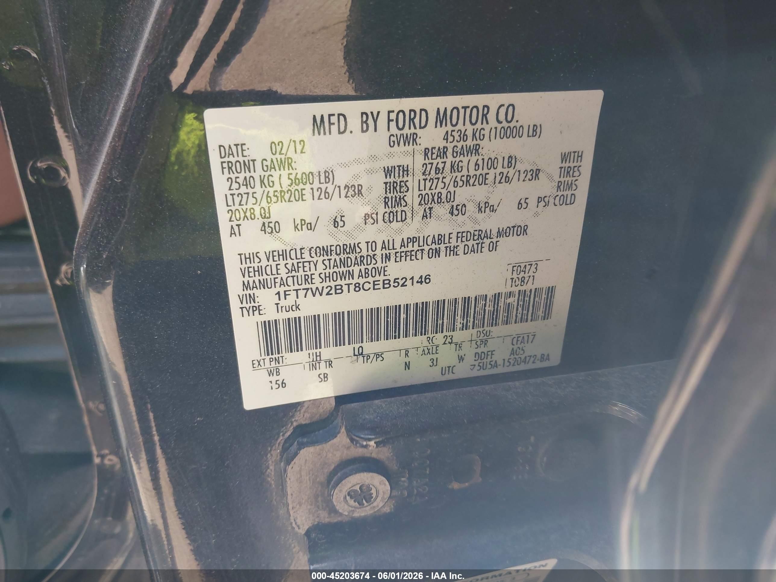 2012 Ford F-250 Lariat Black vin: 1FT7W2BT8CEB52146