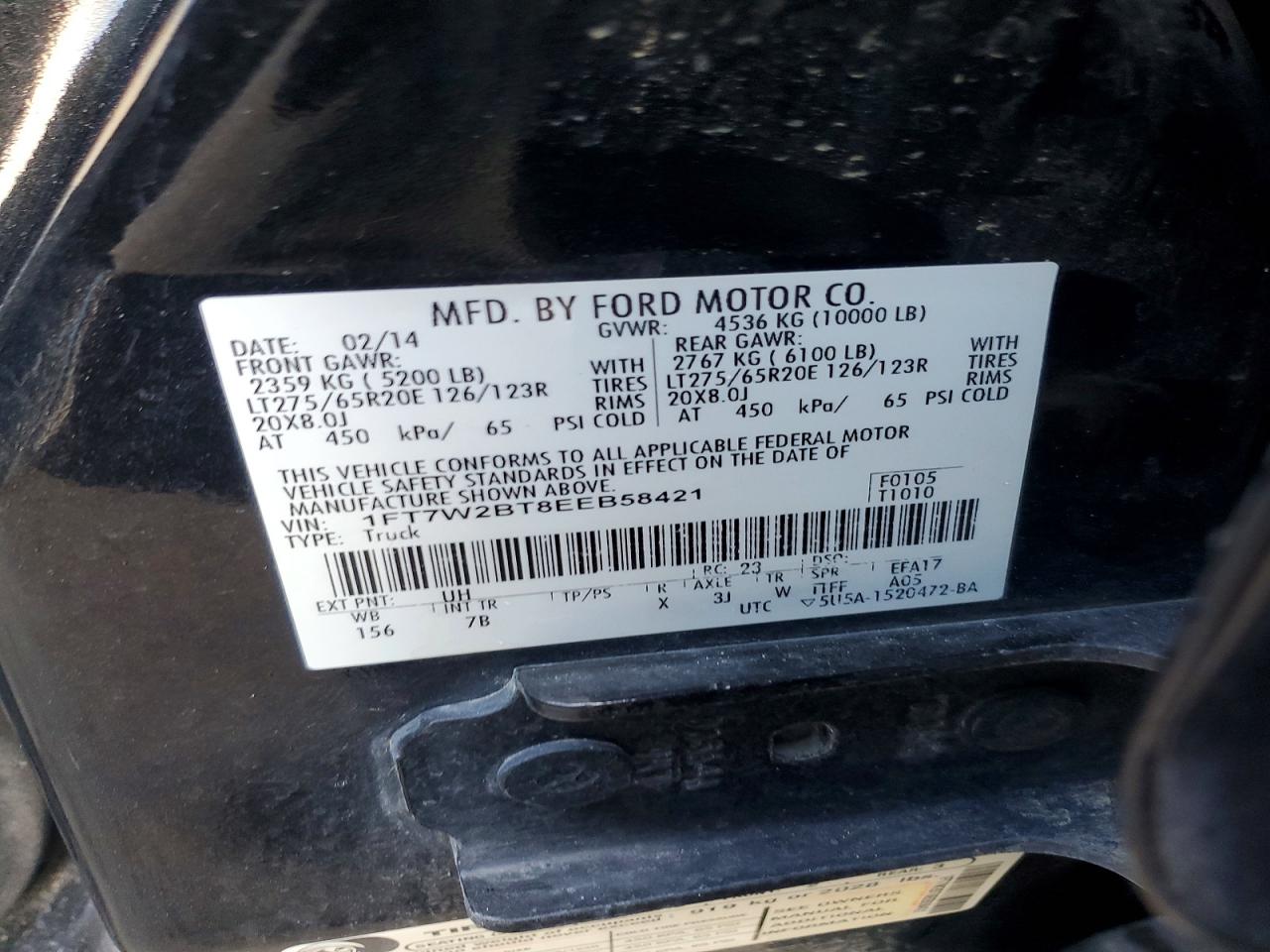 2014 Ford F250 Super Duty Black vin: 1FT7W2BT8EEB58421