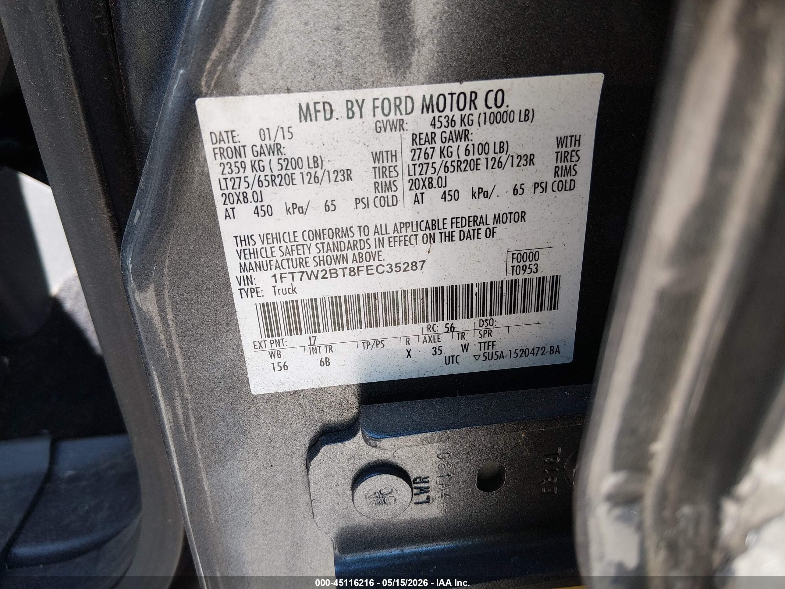 2015 Ford F-250 Lariat Gray vin: 1FT7W2BT8FEC35287