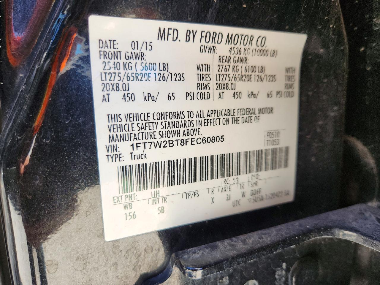 2015 Ford F250 Super Duty Черный vin: 1FT7W2BT8FEC60805