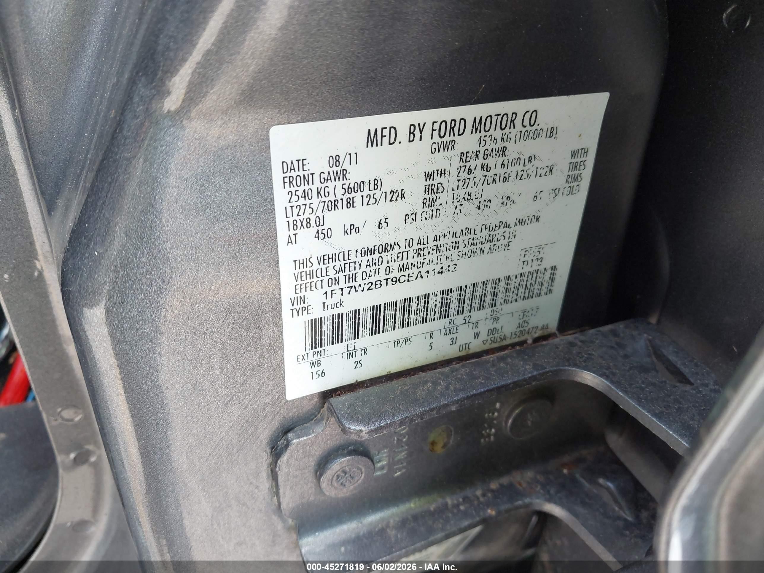 2012 Ford F-250 Xlt Gray vin: 1FT7W2BT9CEA11442