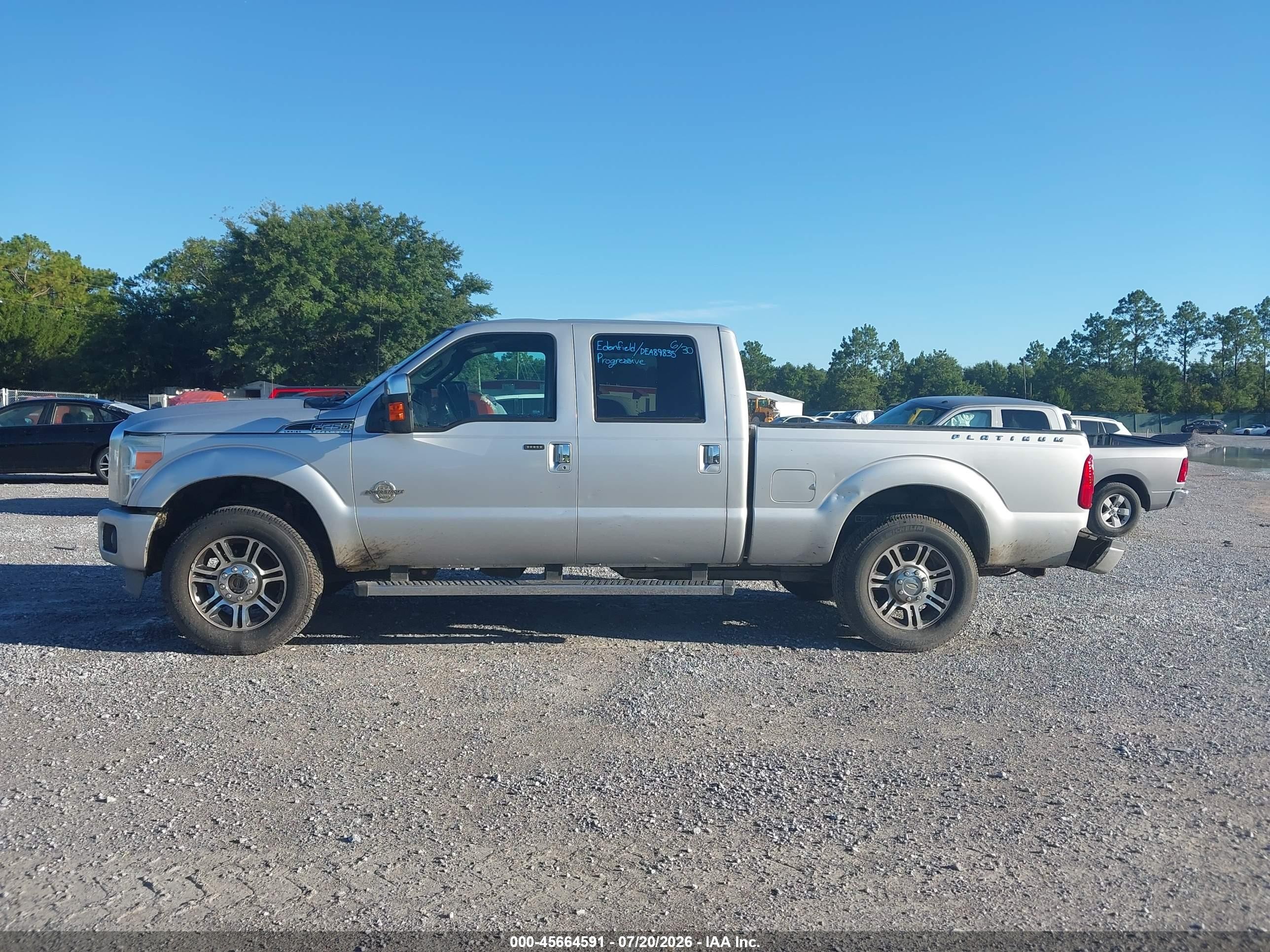 2013 Ford Super Duty F-250 Srw King Ranch/lariat/platinum/xl/xlt Silver vin: 1FT7W2BT9DEA89835