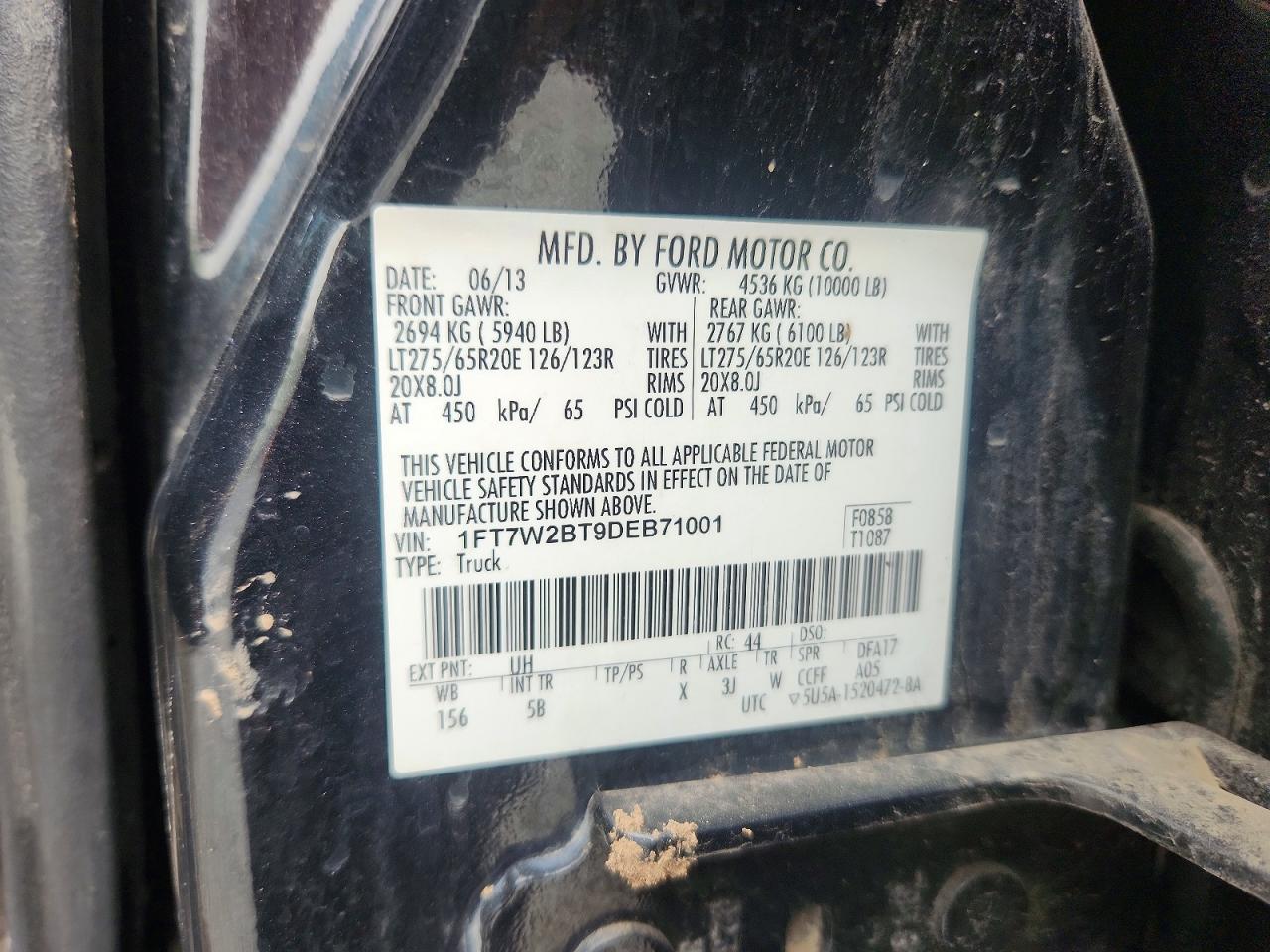 2013 Ford F250 Super Duty Black vin: 1FT7W2BT9DEB71001