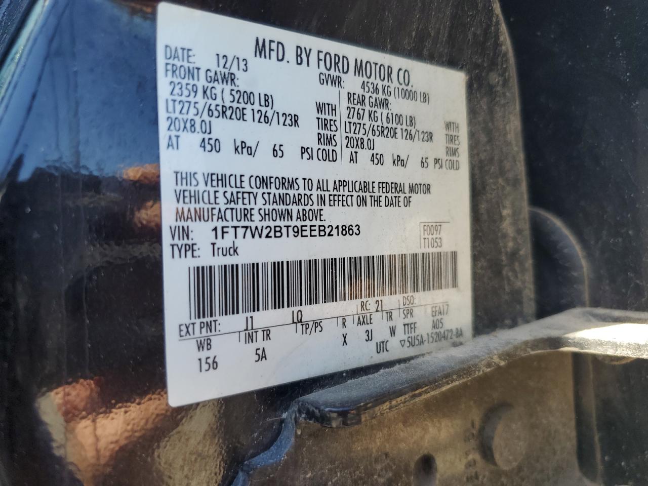 2014 Ford F250 Super Duty Черный vin: 1FT7W2BT9EEB21863