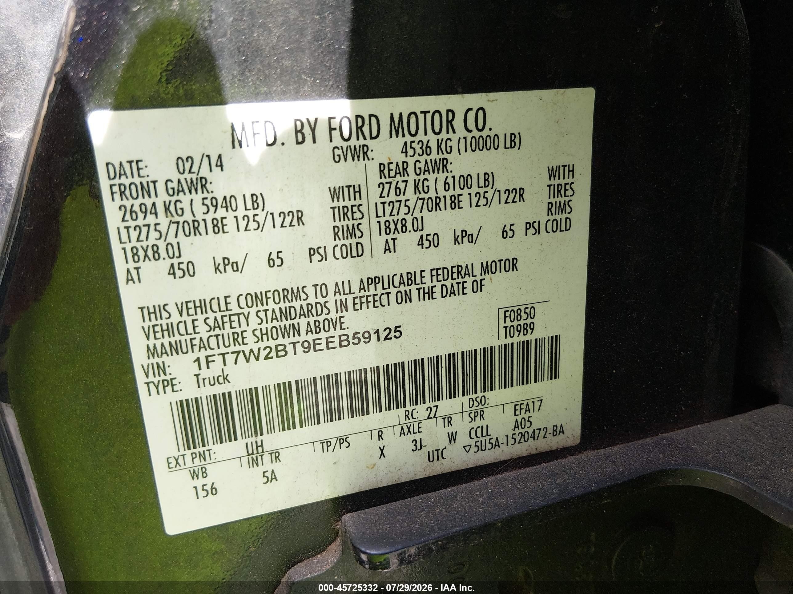 2014 Ford F-250 Lariat Black vin: 1FT7W2BT9EEB59125