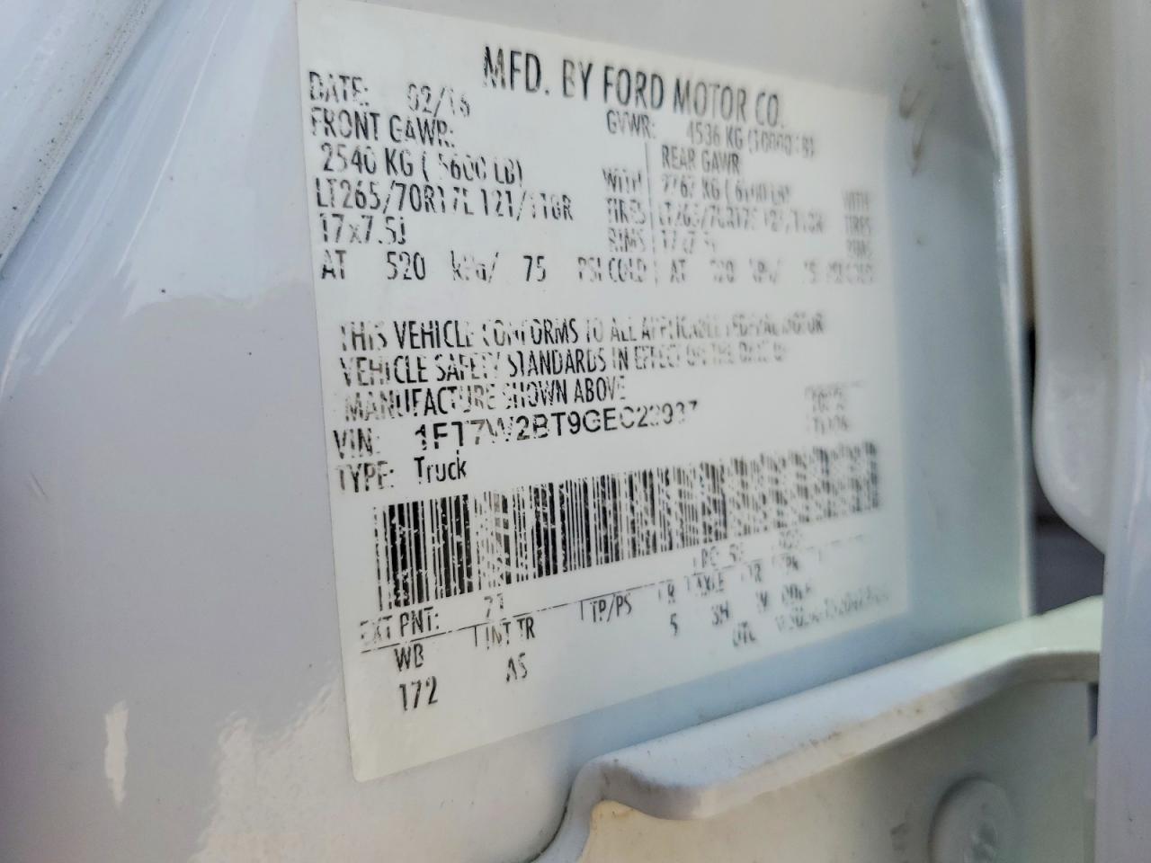 2016 Ford F250 Super Duty White vin: 1FT7W2BT9GEC22937