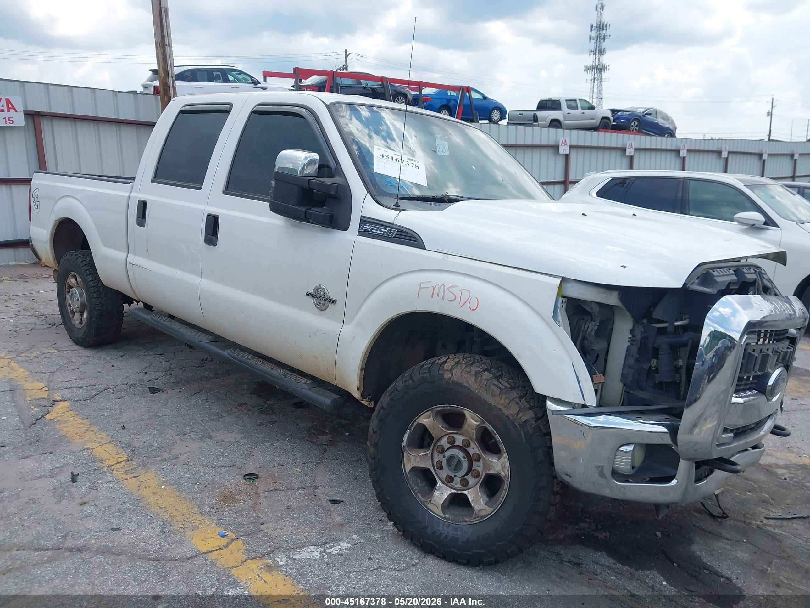 2013 Ford F-250 Xlt White vin: 1FT7W2BTXDEB76496