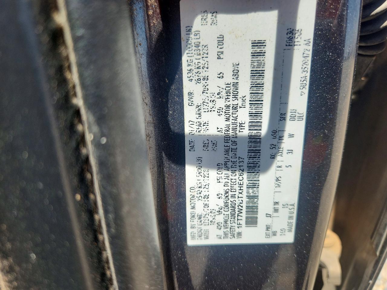 2017 Ford F250 Super Duty Gray vin: 1FT7W2BTXHEC62137