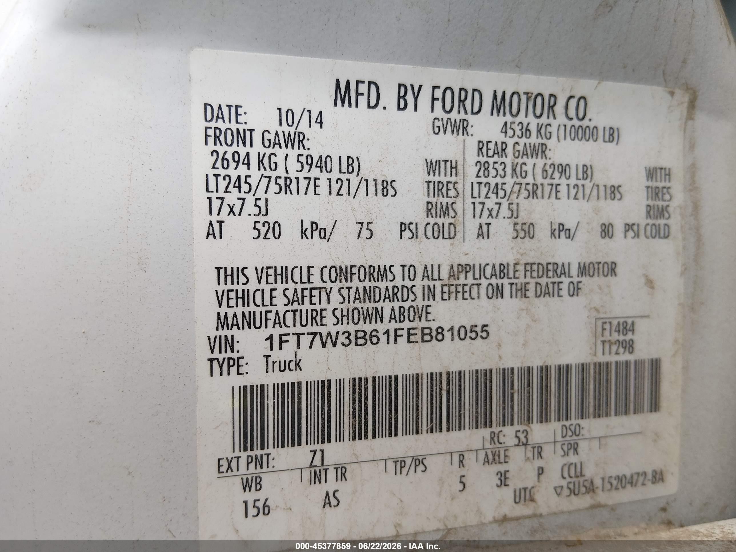 2015 Ford F-350 Xl White vin: 1FT7W3B61FEB81055