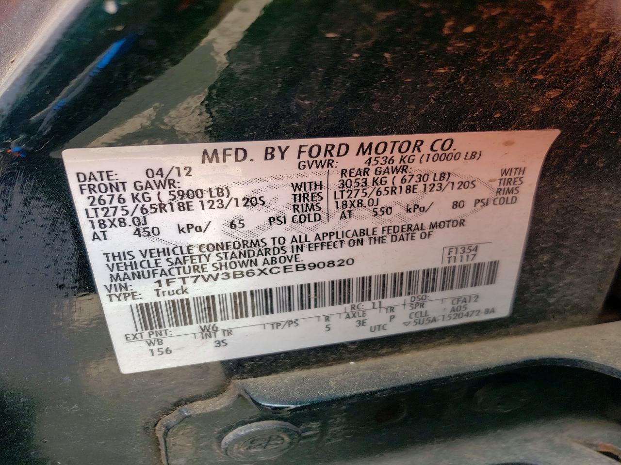 2012 Ford F350 Super Duty Black vin: 1FT7W3B6XCEB90820