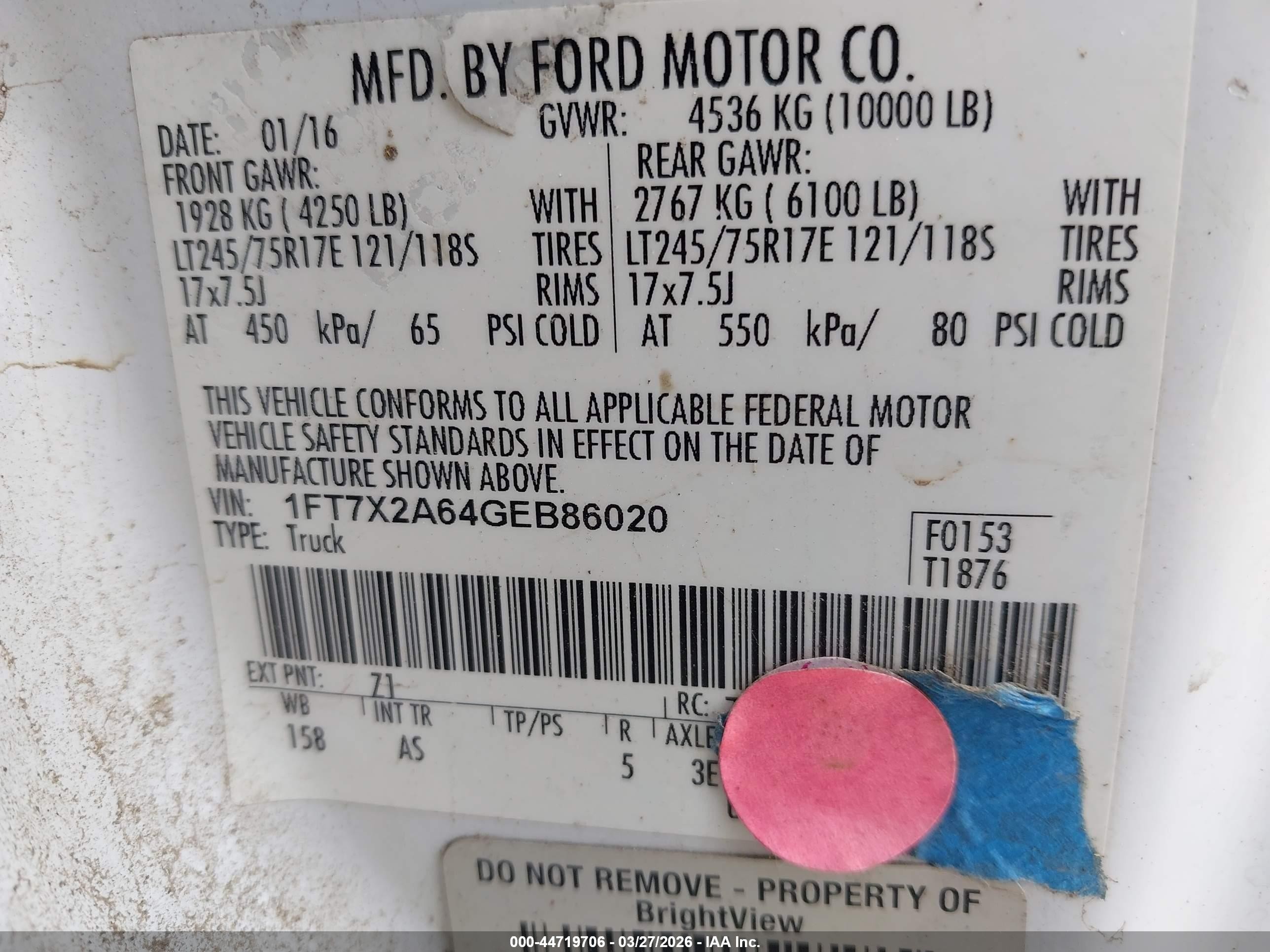 2016 Ford F-250 Xl White vin: 1FT7X2A64GEB86020
