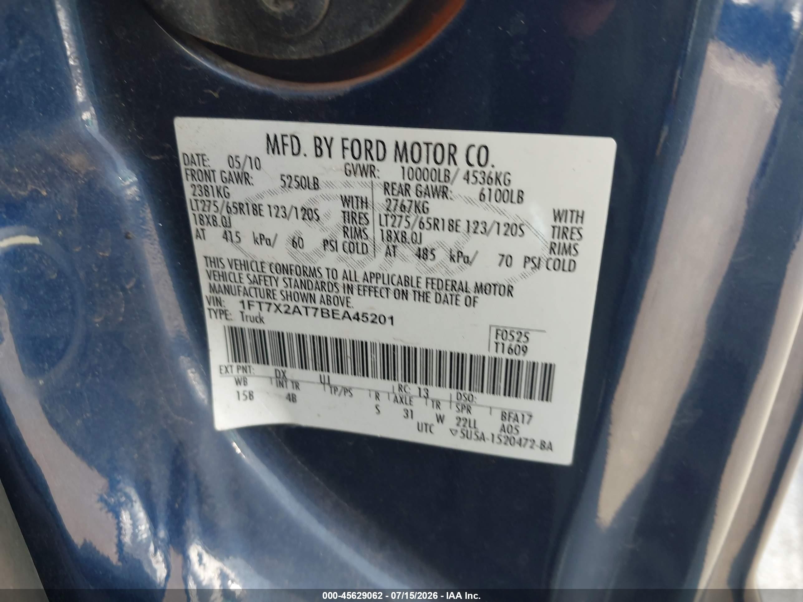 2011 Ford Super Duty F-250 Srw Lariat Blue vin: 1FT7X2AT7BEA45201