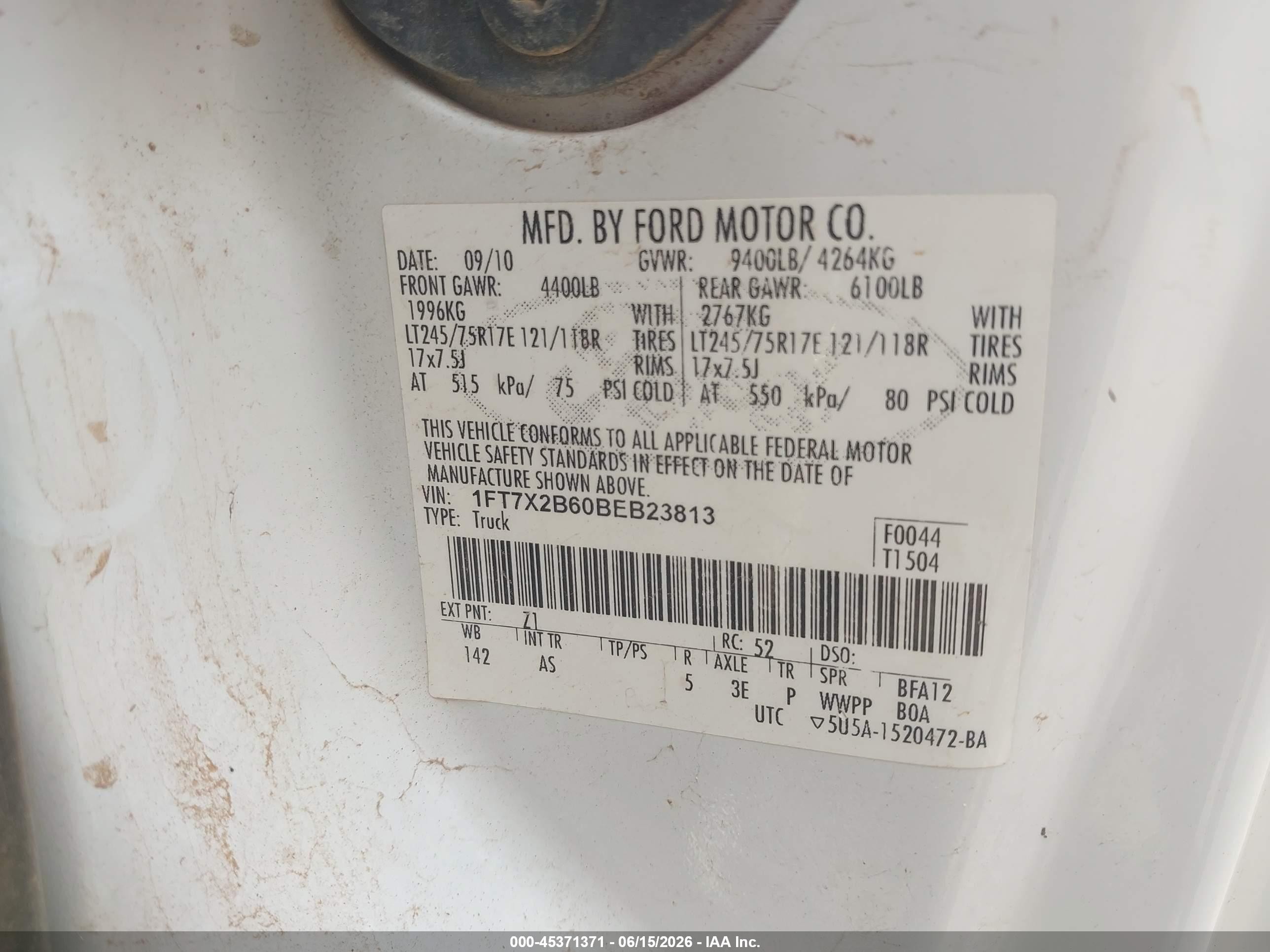 2011 Ford Super Duty F-250 Srw Xl White vin: 1FT7X2B60BEB23813