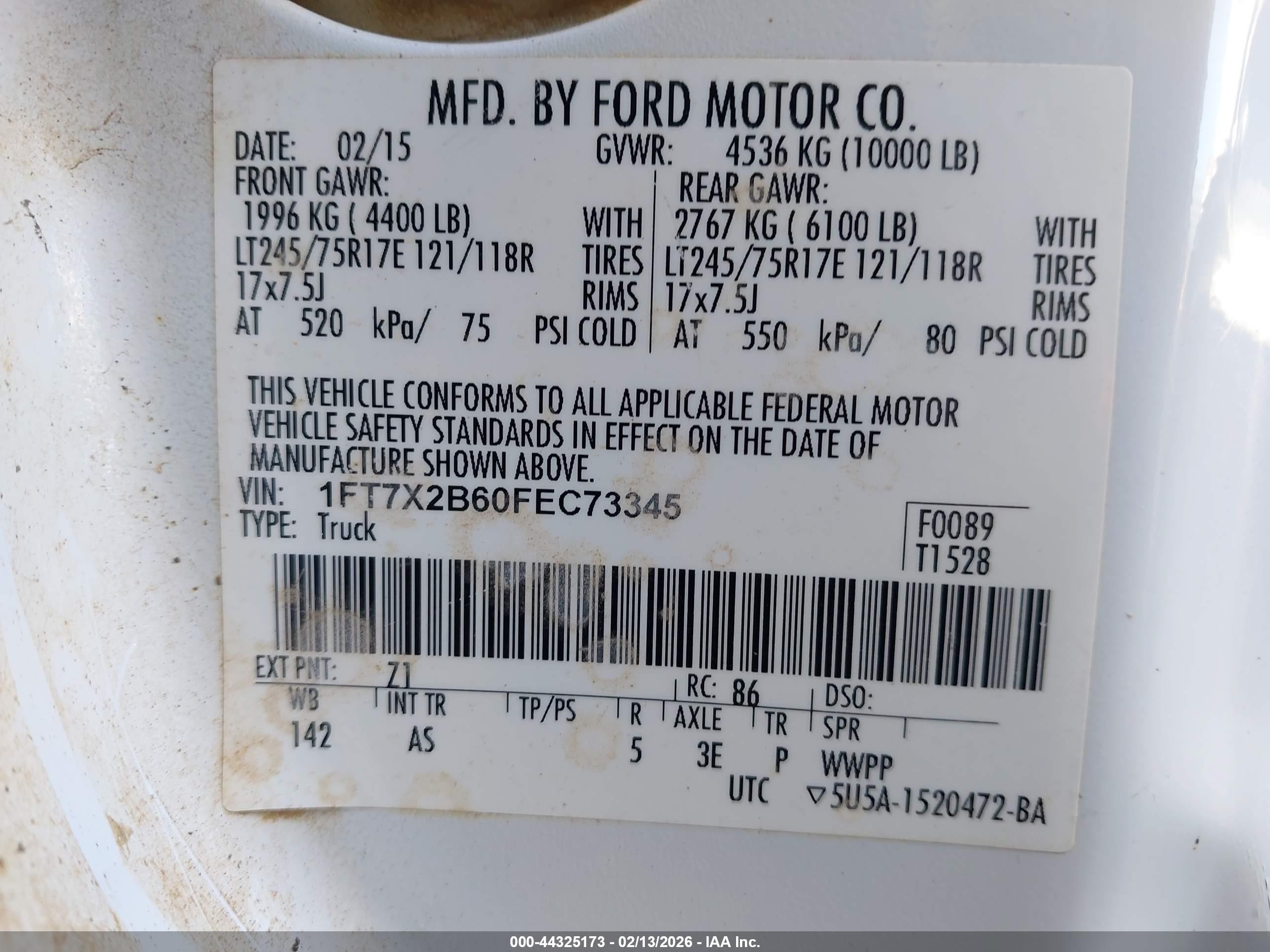 2015 Ford F-250 Xl White vin: 1FT7X2B60FEC73345