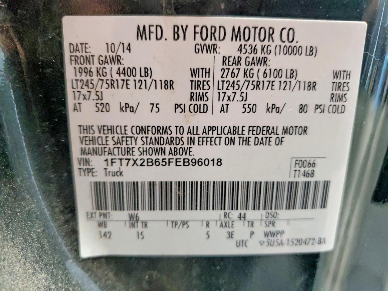 2015 Ford F250 Super Duty Green vin: 1FT7X2B65FEB96018