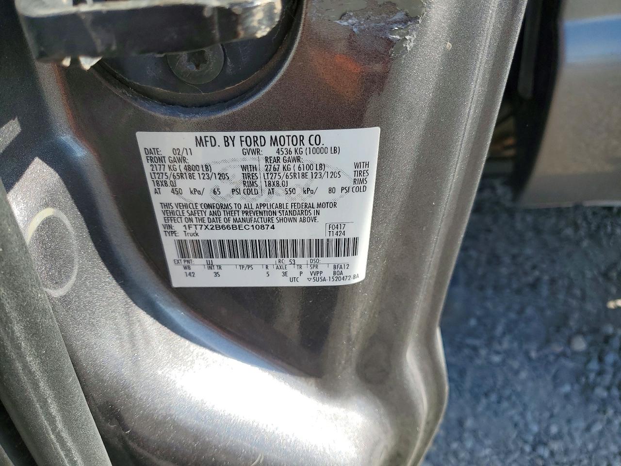 2011 Ford F250 Super Duty Gray vin: 1FT7X2B66BEC10874