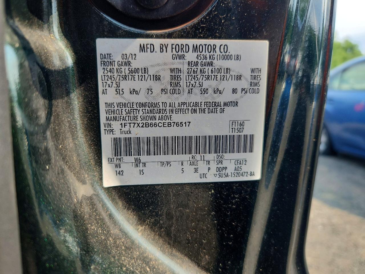 2012 Ford F250 Super Duty Green vin: 1FT7X2B66CEB76517