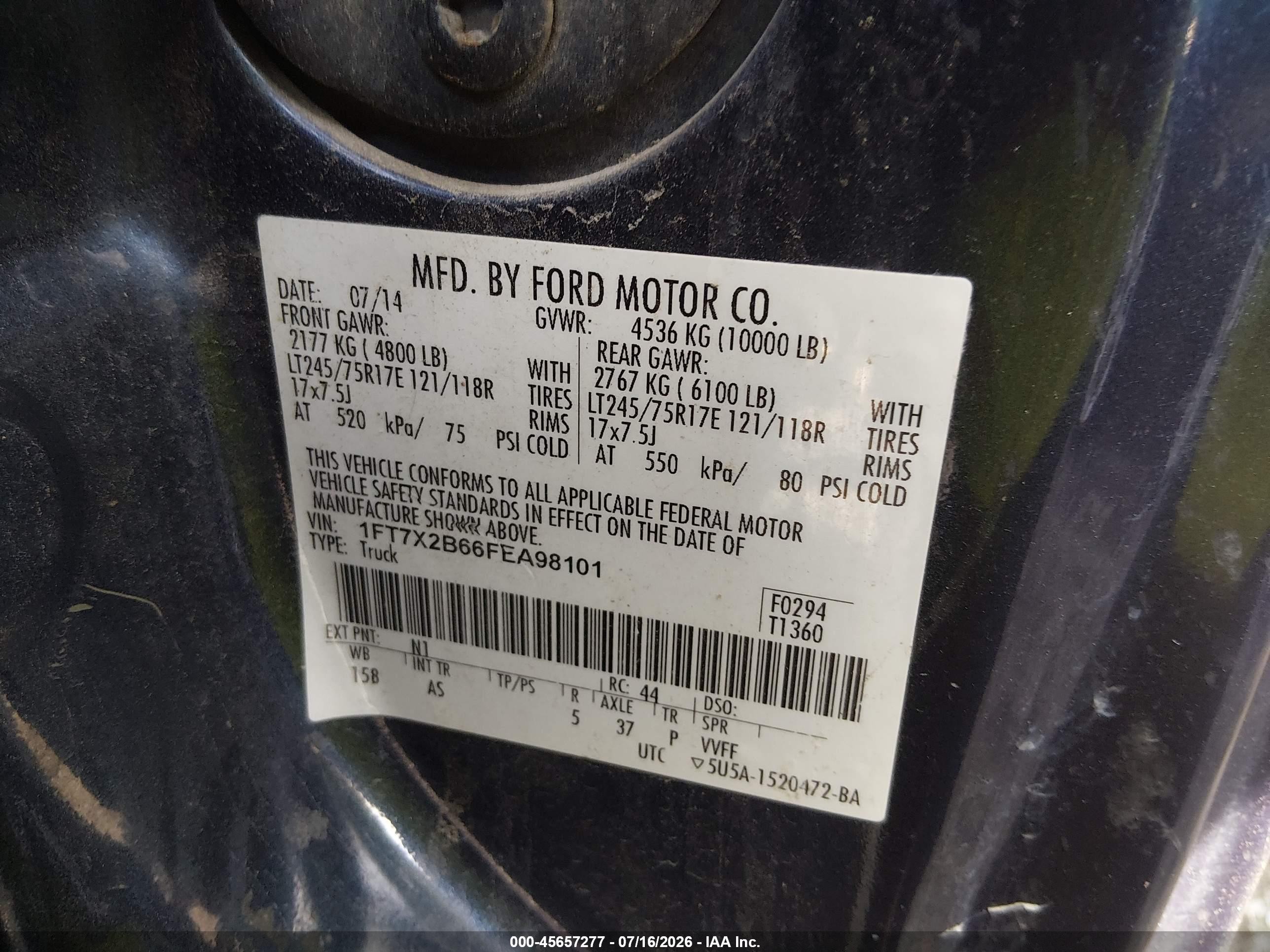 2015 Ford F-250 Xl Dark Blue vin: 1FT7X2B66FEA98101