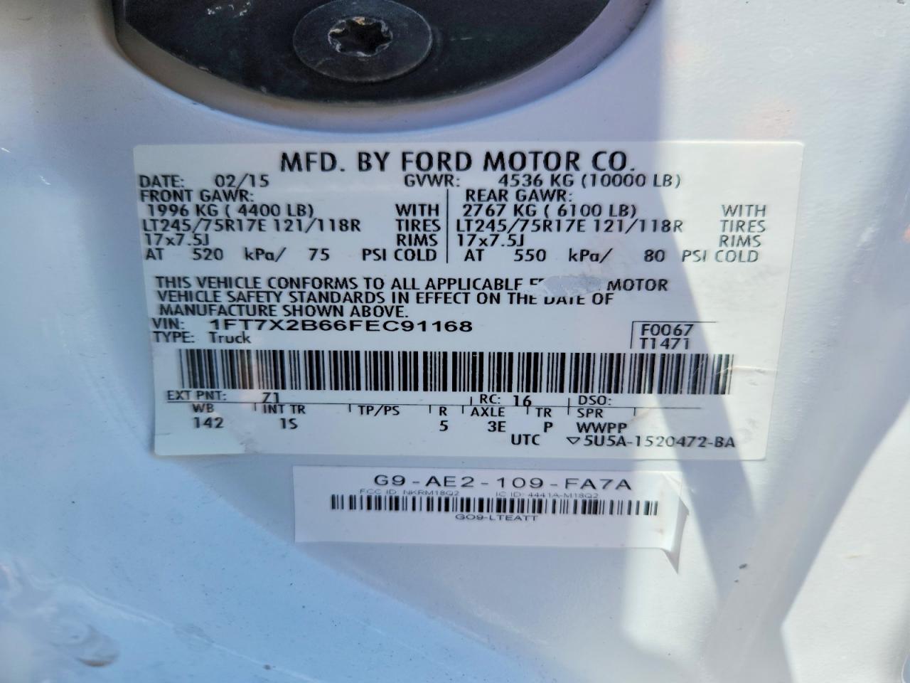 2015 Ford F250 Super Duty White vin: 1FT7X2B66FEC91168