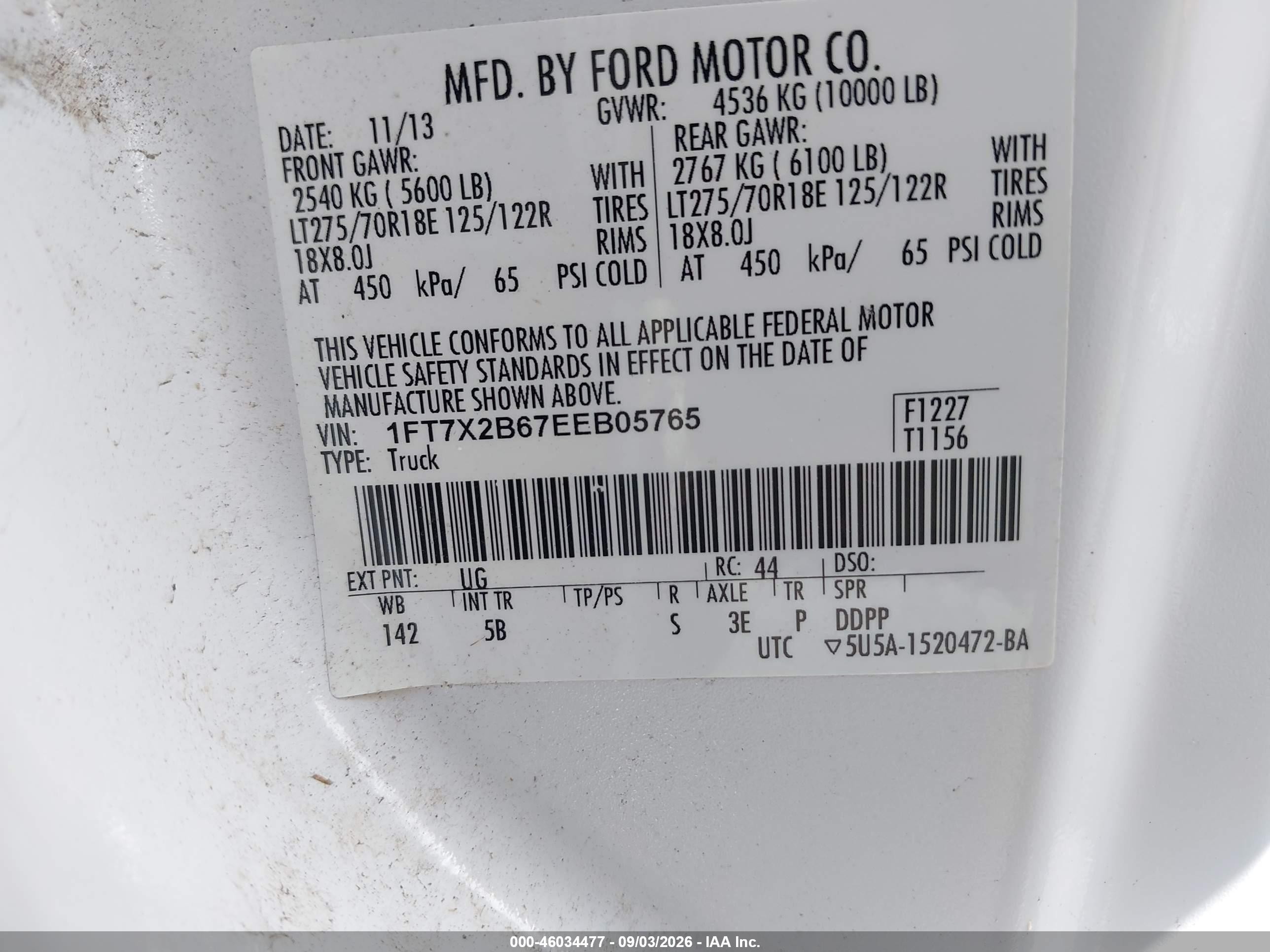 2014 Ford F-250 Lariat White vin: 1FT7X2B67EEB05765