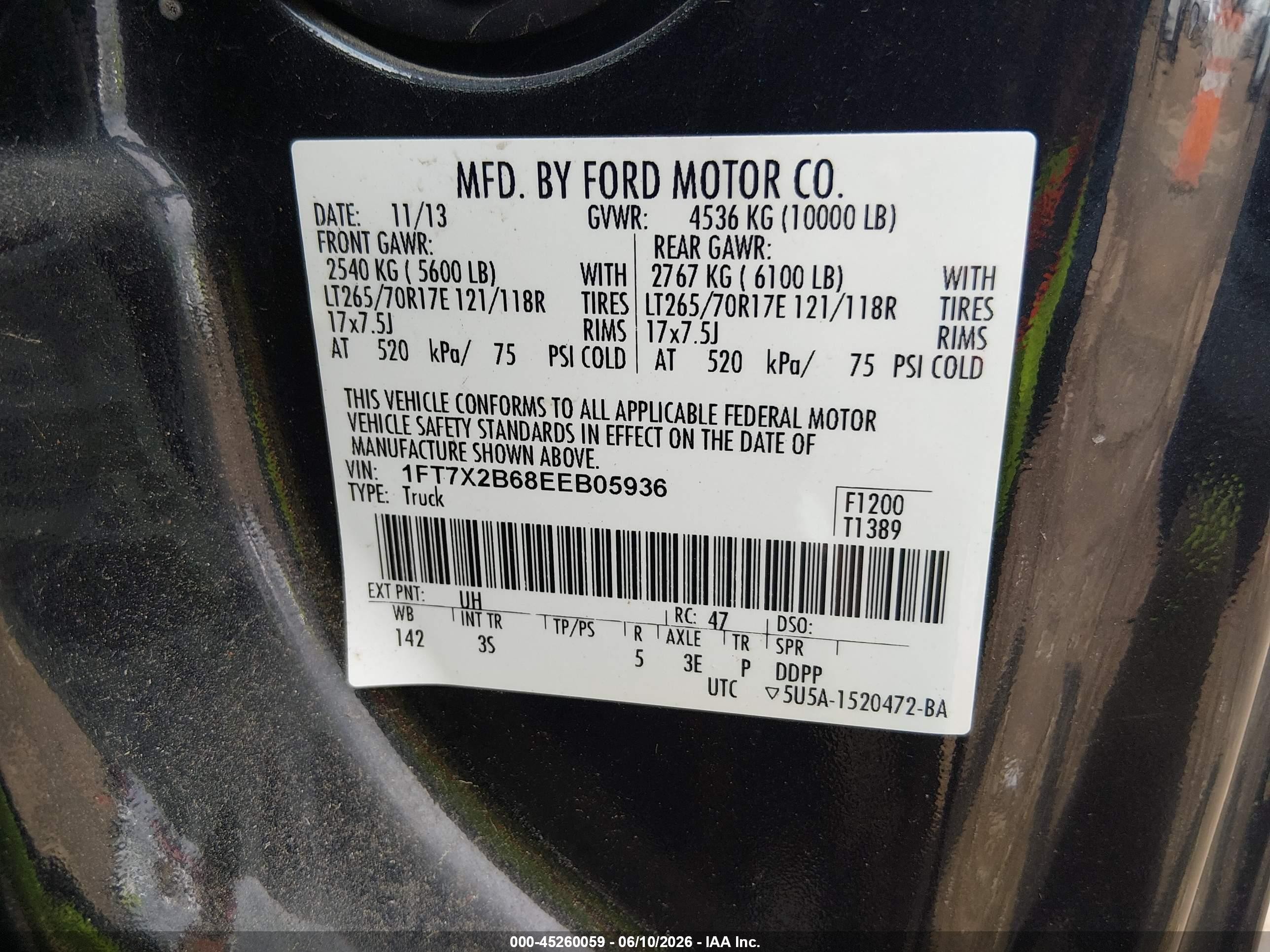 2014 Ford F-250 Xlt Black vin: 1FT7X2B68EEB05936