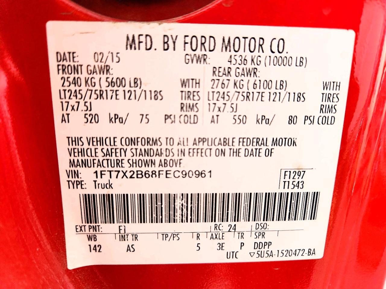 2015 Ford F250 Super Duty Белый vin: 1FT7X2B68FEC90961