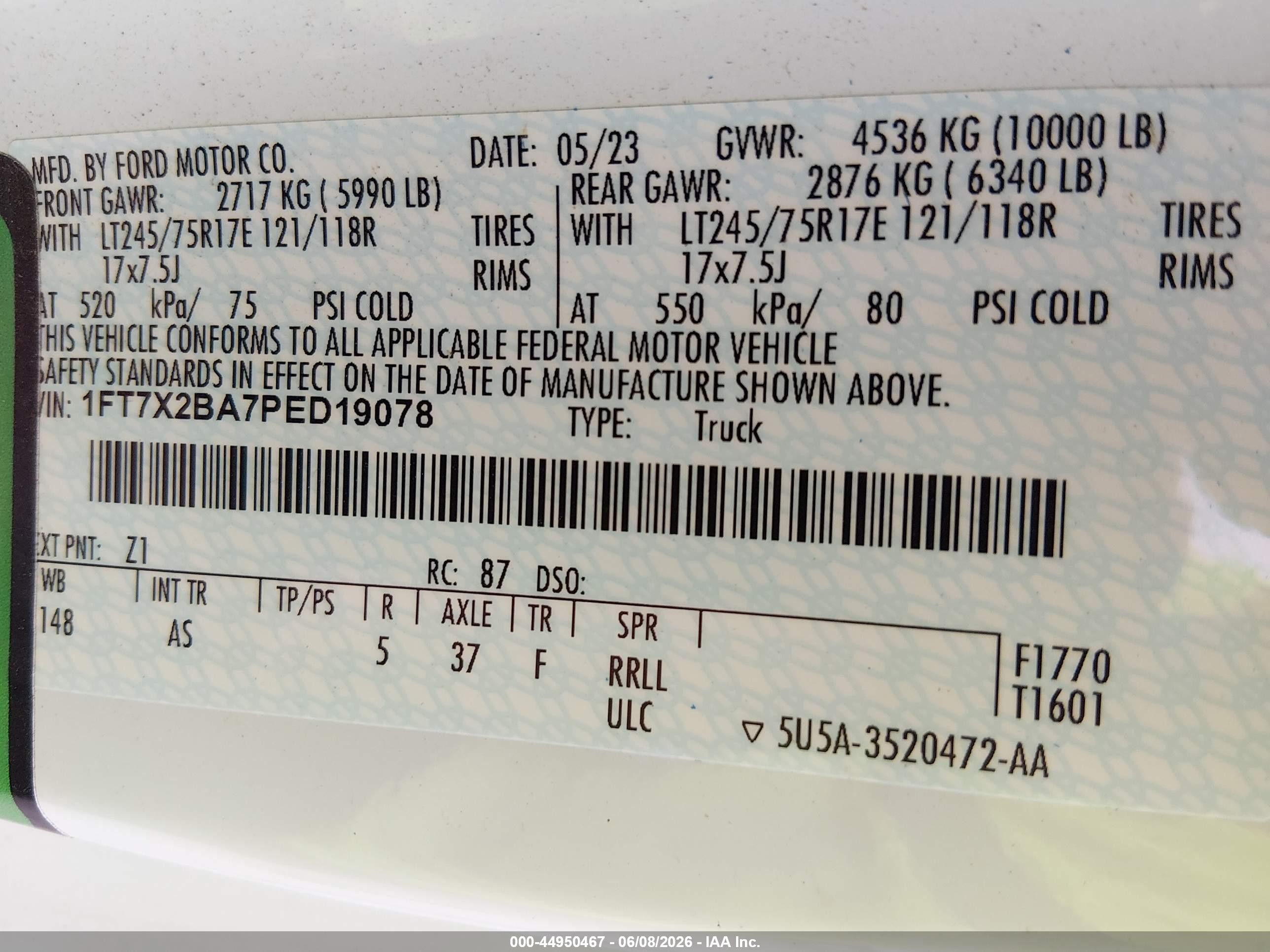 2023 Ford F-250 Xl White vin: 1FT7X2BA7PED19078