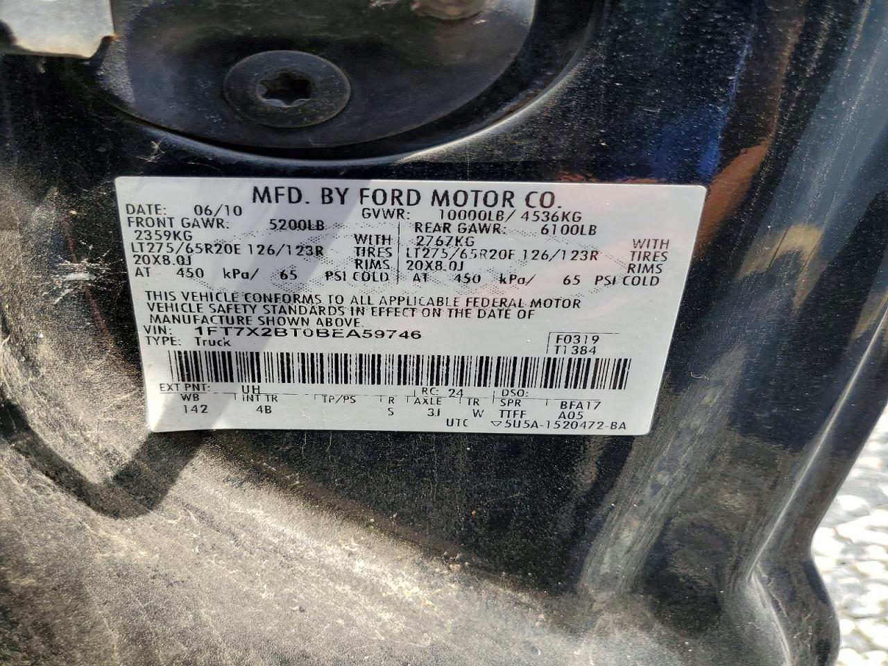 2011 Ford F250 Black vin: 1FT7X2BT0BEA59746