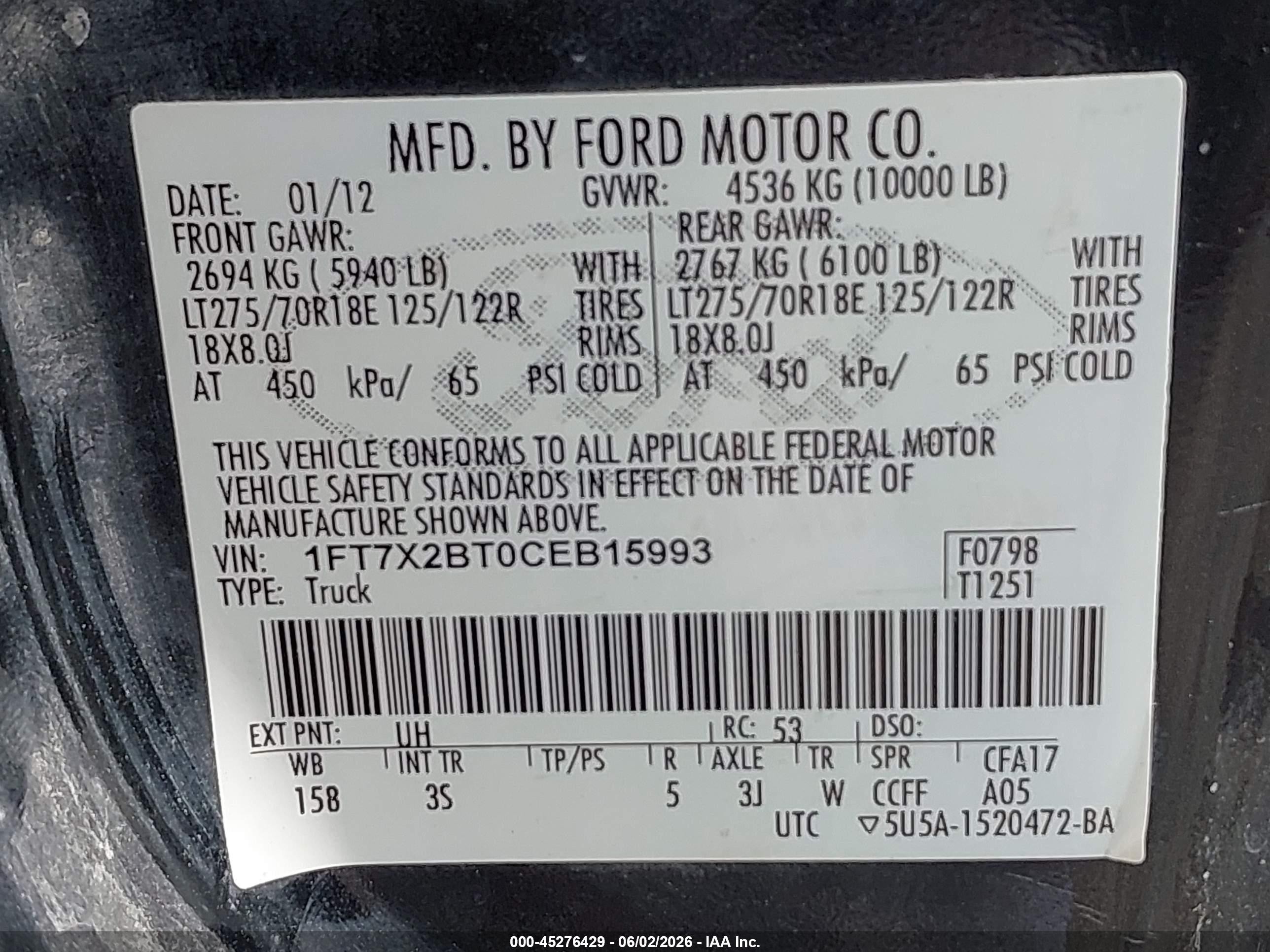 2012 Ford F-250 Xlt Black vin: 1FT7X2BT0CEB15993