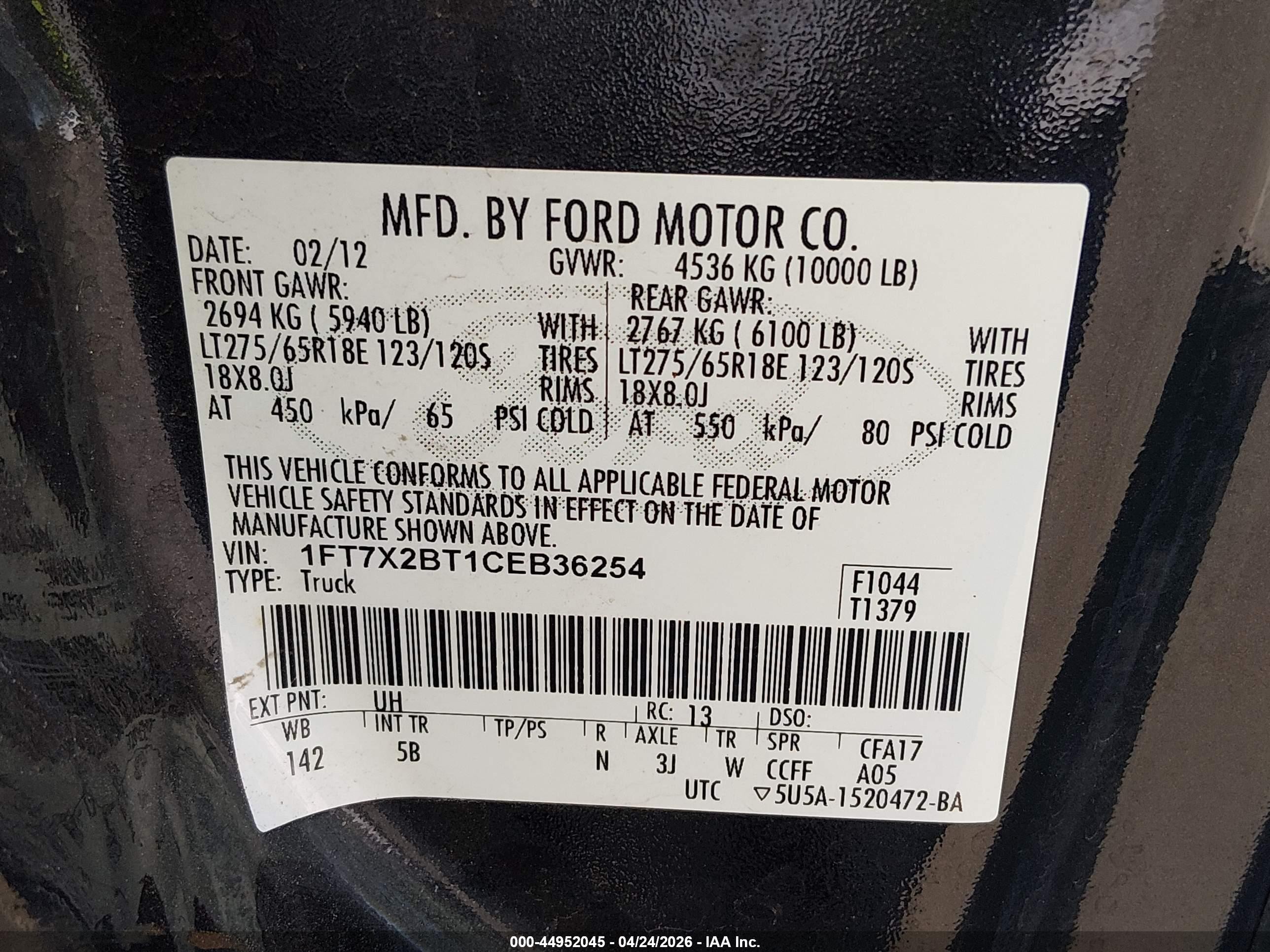 2012 Ford F-250 Lariat Black vin: 1FT7X2BT1CEB36254
