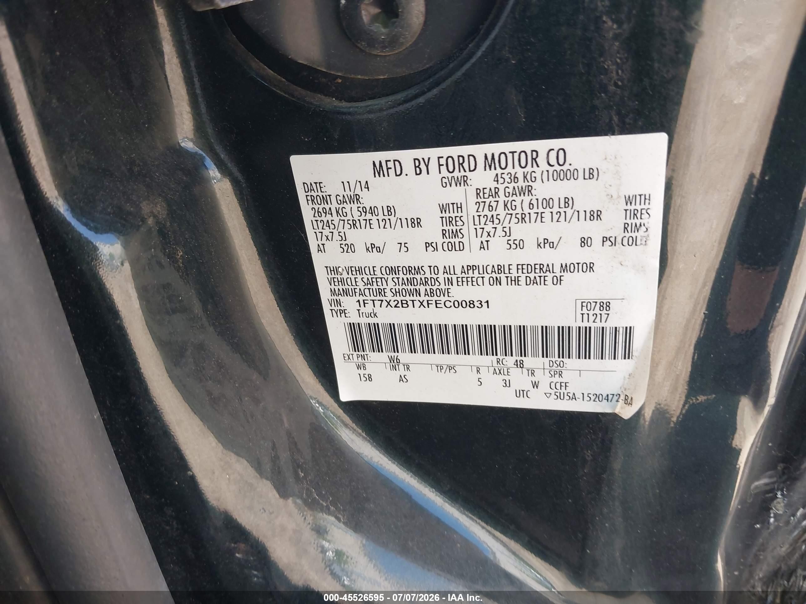 2015 Ford F-250 Xl Green vin: 1FT7X2BTXFEC00831