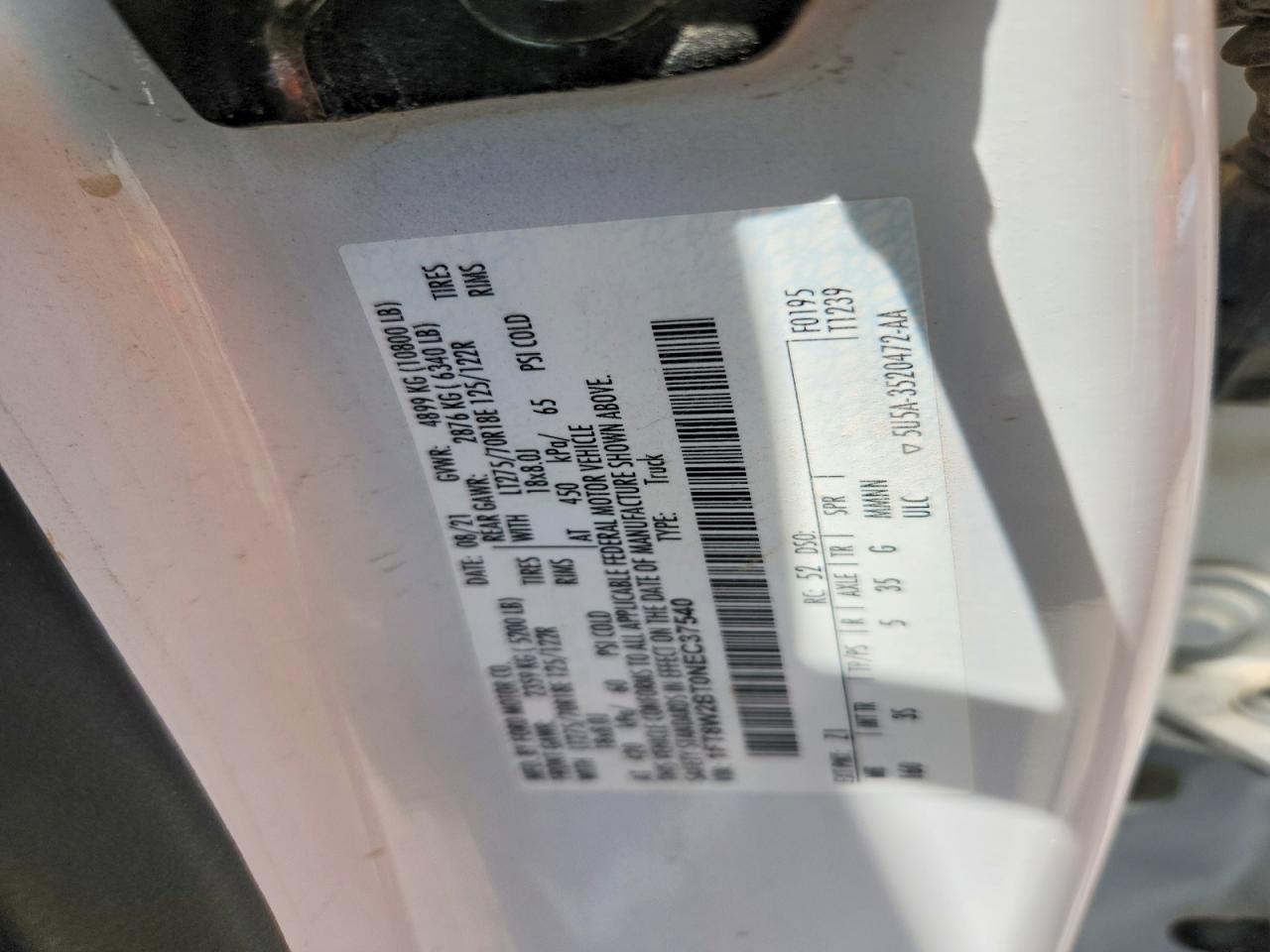 2022 Ford F250 Super Duty Белый vin: 1FT8W2BT0NEC37540