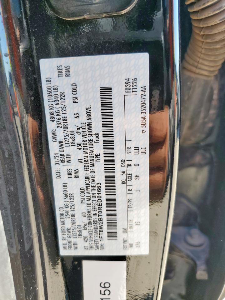 2024 Ford F250 Super Duty Black vin: 1FT8W2BT0RED01663