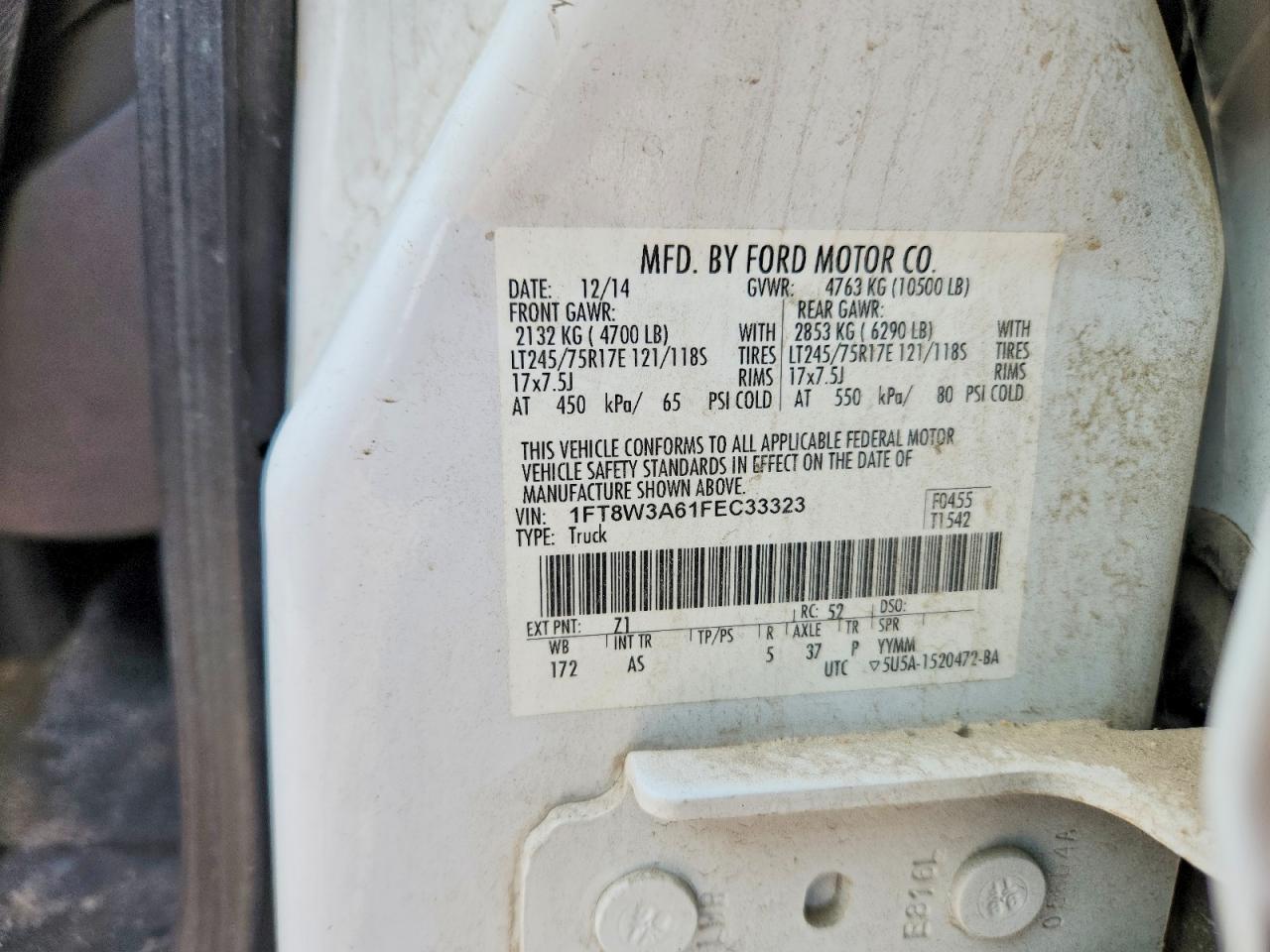 2015 Ford F350 Super Duty White vin: 1FT8W3A61FEC33323