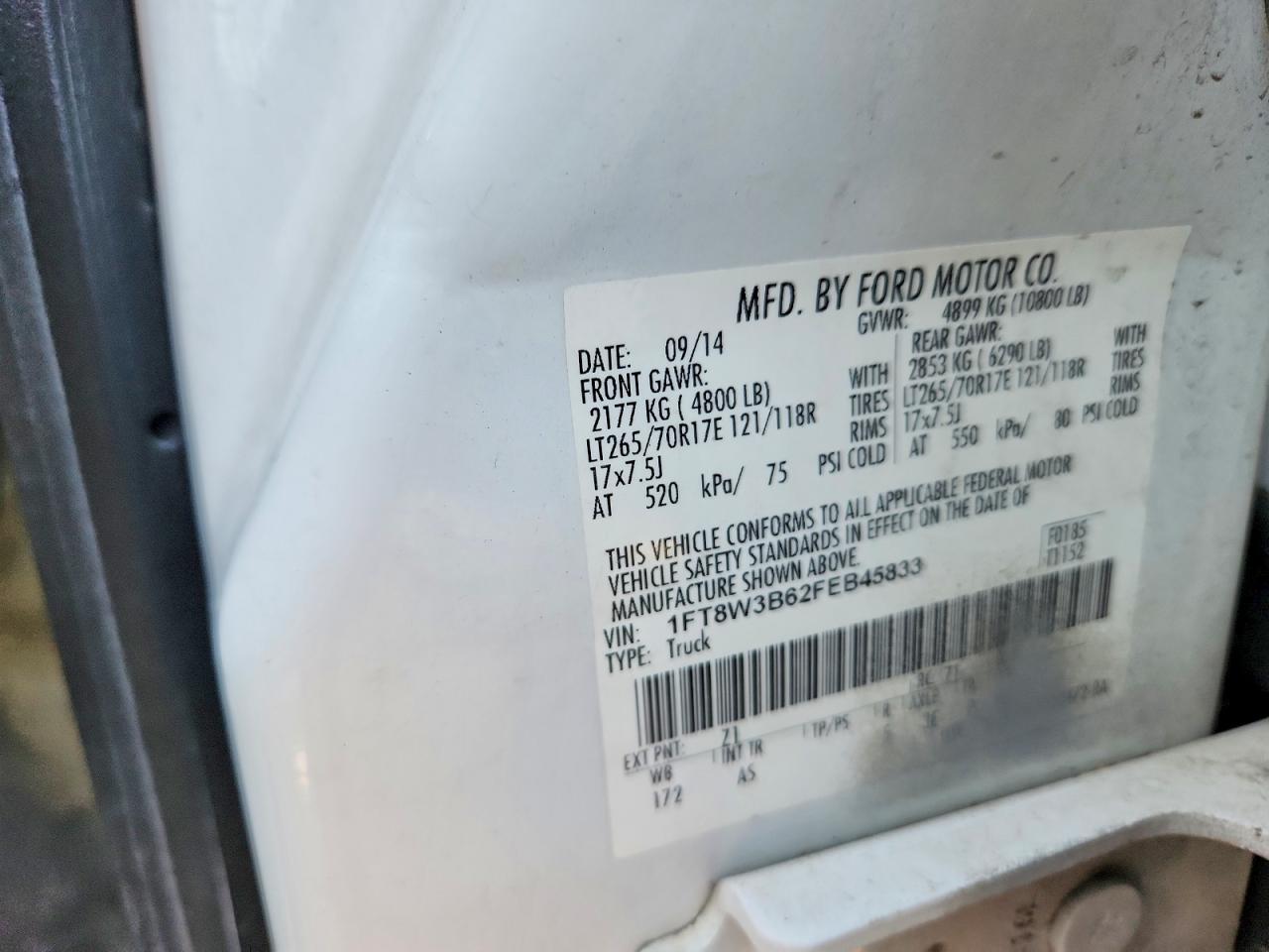 2015 Ford F350 Super Duty White vin: 1FT8W3B62FEB45833