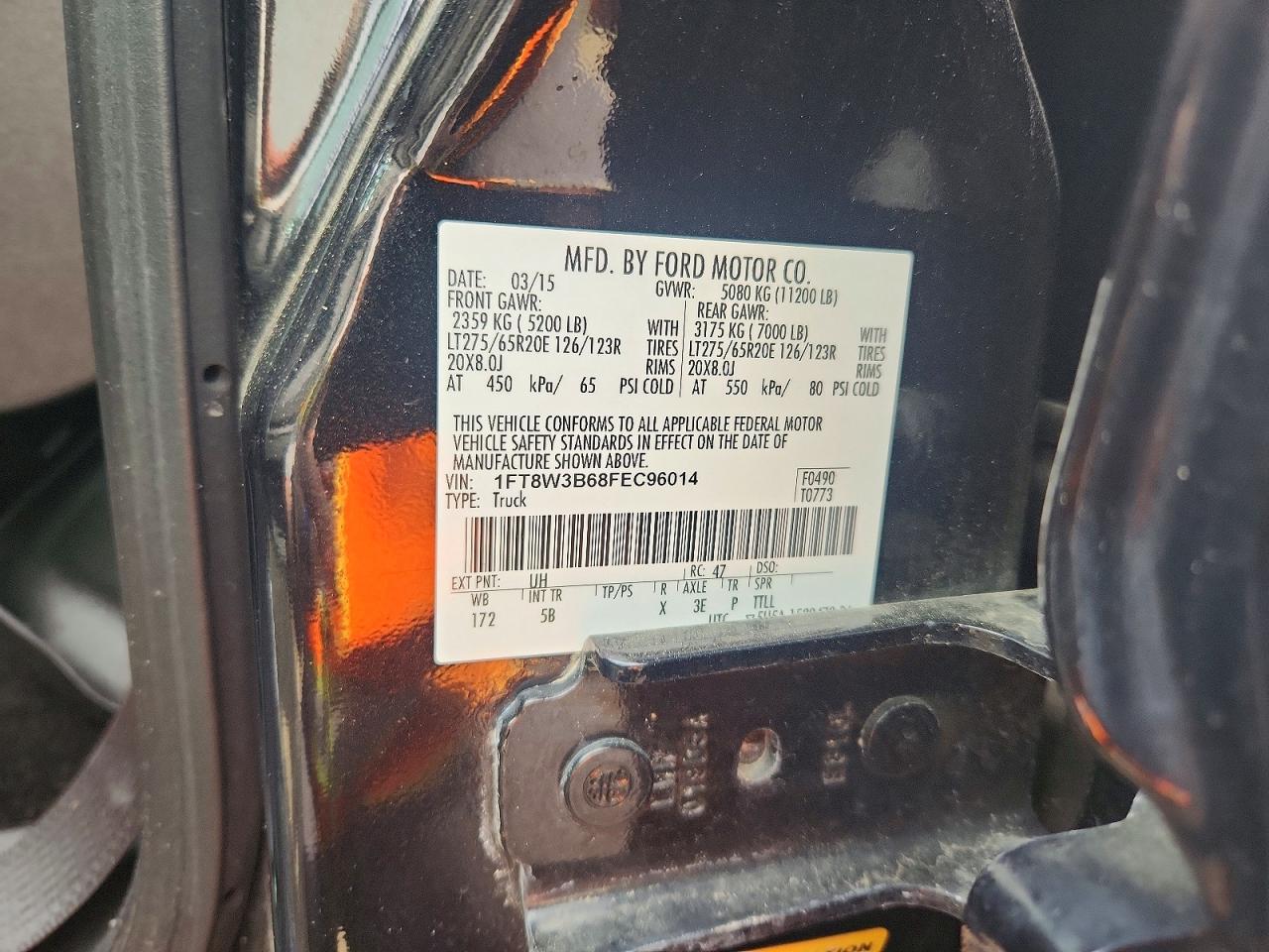 2015 Ford F350 Super Duty Черный vin: 1FT8W3B68FEC96014