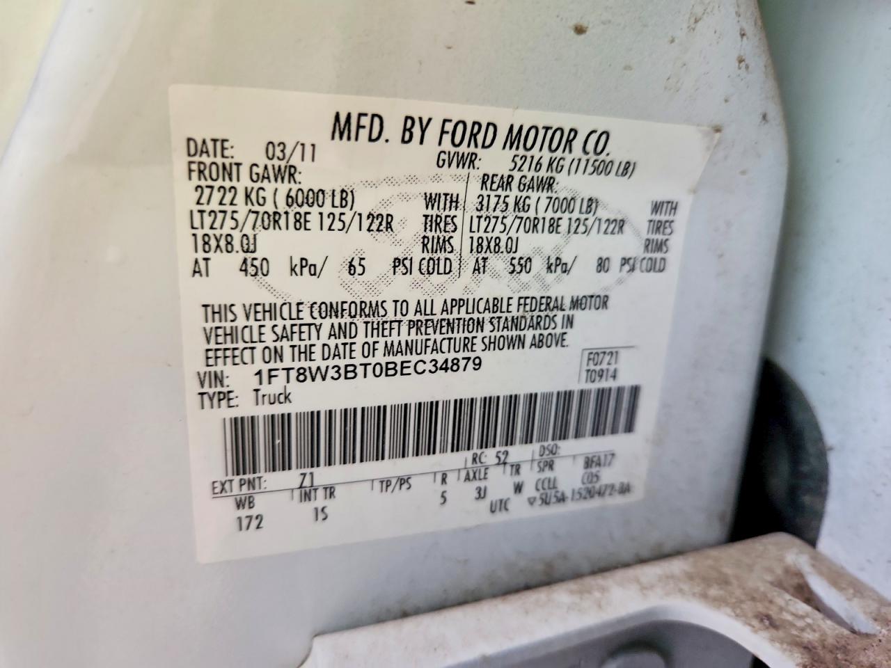 2011 Ford F350 White vin: 1FT8W3BT0BEC34879