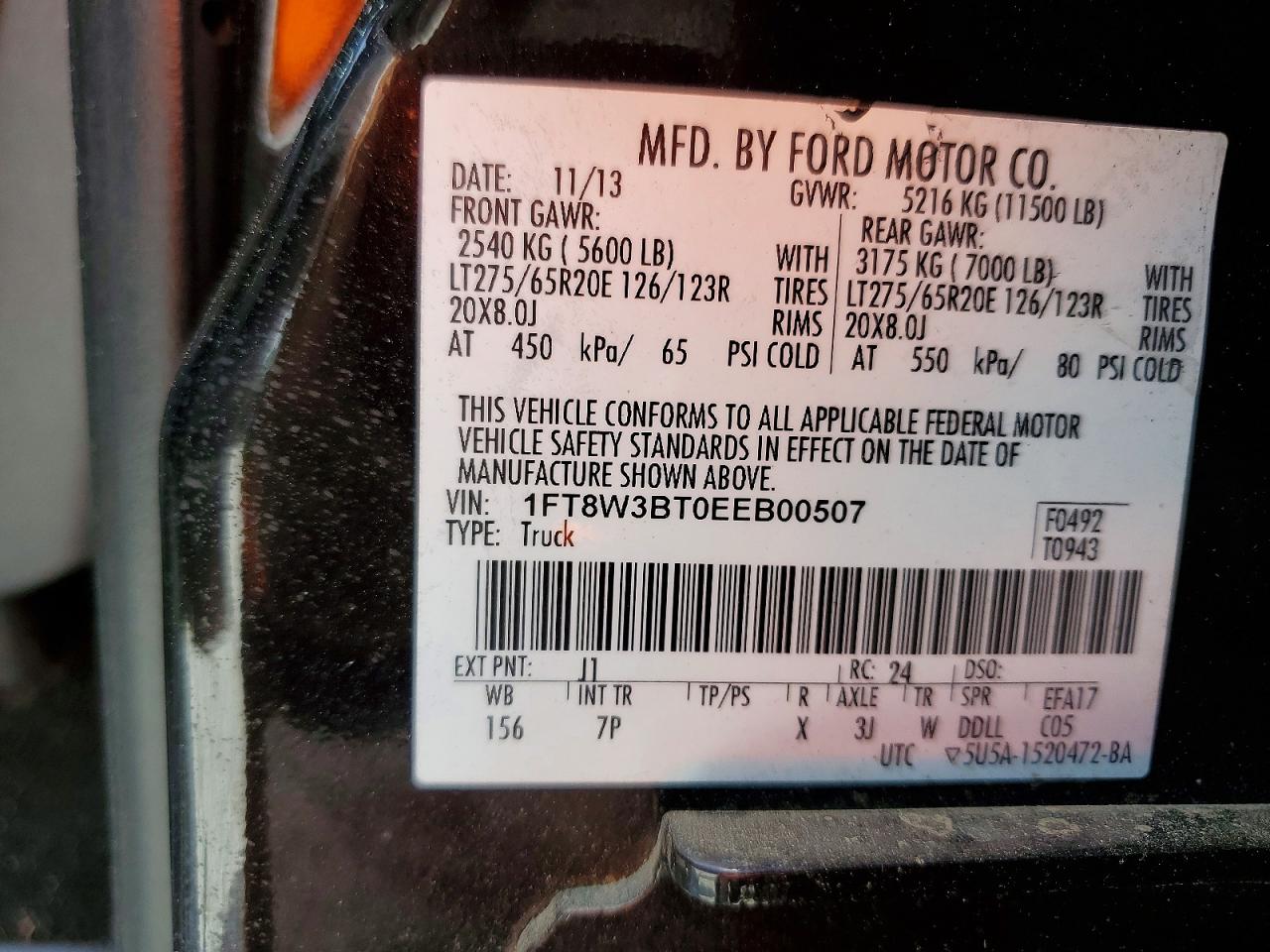 2014 Ford F350 Super Duty Black vin: 1FT8W3BT0EEB00507