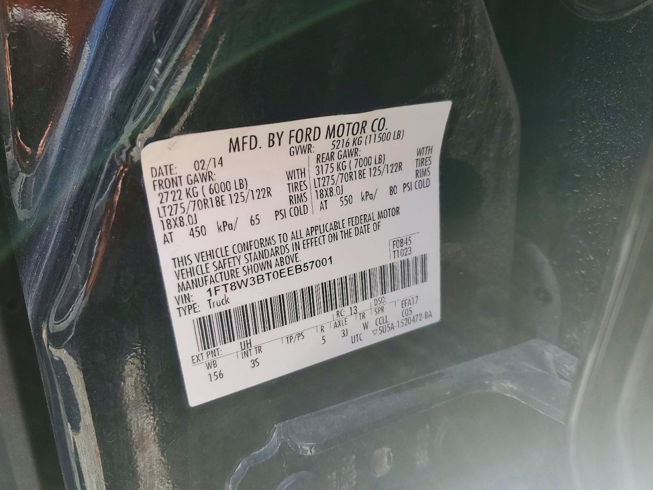 2014 Ford F350 Super Duty Black vin: 1FT8W3BT0EEB57001