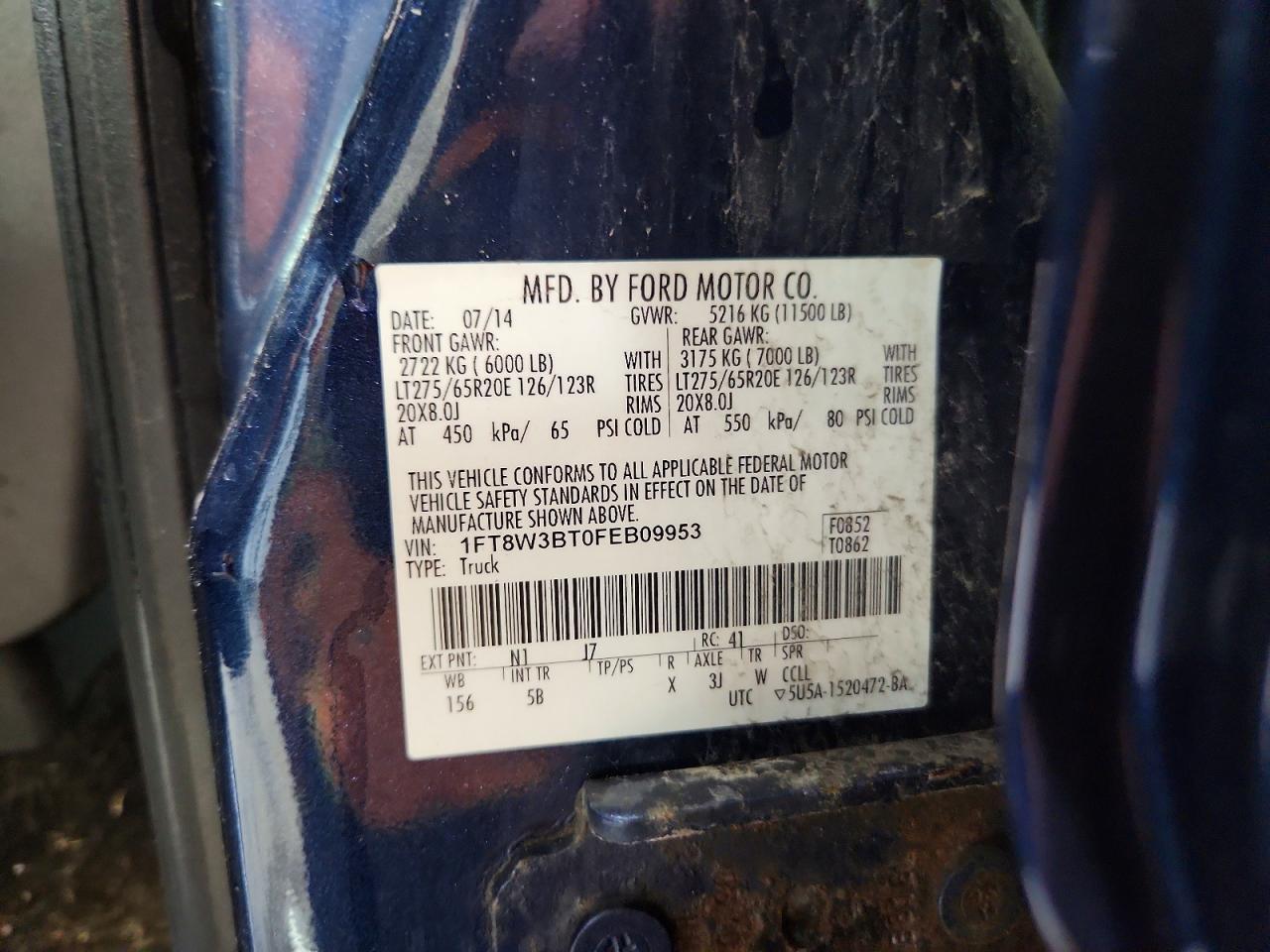 2015 Ford F350 Super Duty Blue vin: 1FT8W3BT0FEB09953