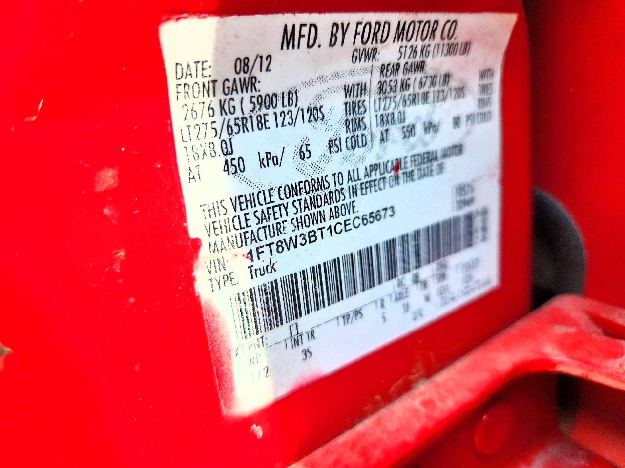 2012 Ford F350 Super Duty Red vin: 1FT8W3BT1CEC65673