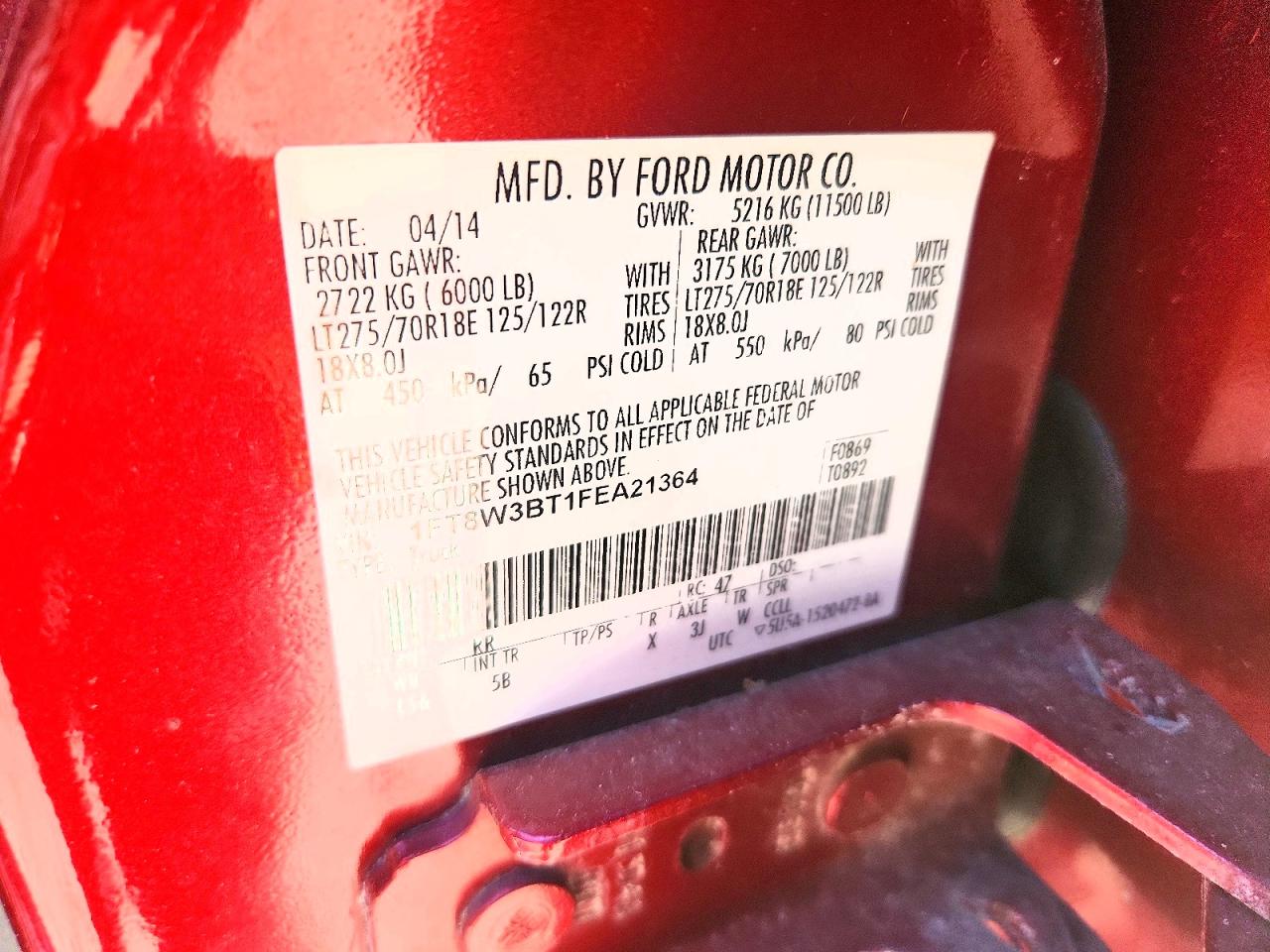2015 Ford F350 Super Duty Red vin: 1FT8W3BT1FEA21364