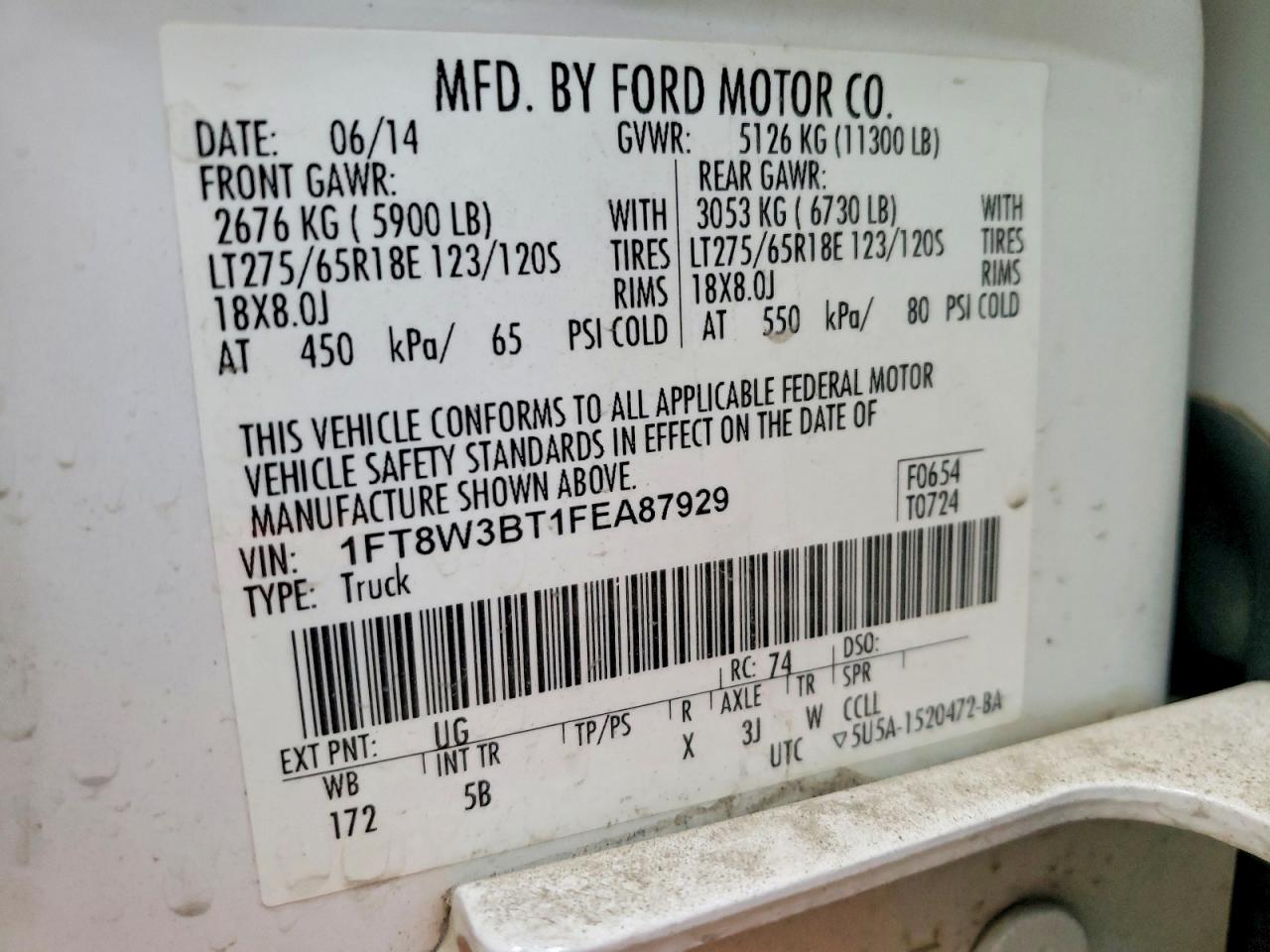 2015 Ford F350 Super Duty White vin: 1FT8W3BT1FEA87929