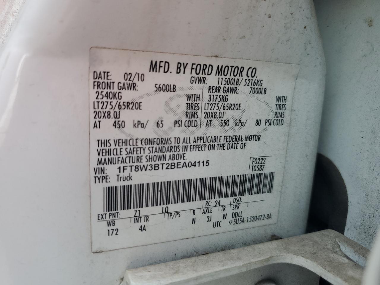 2011 Ford F350 Super Duty White vin: 1FT8W3BT2BEA04115