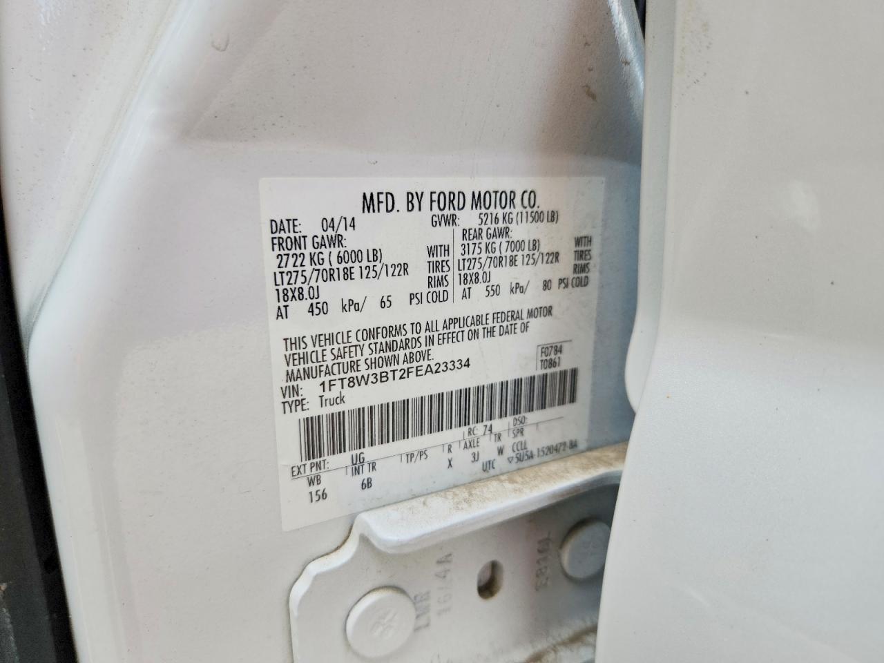 2015 Ford F350 Super Duty White vin: 1FT8W3BT2FEA23334