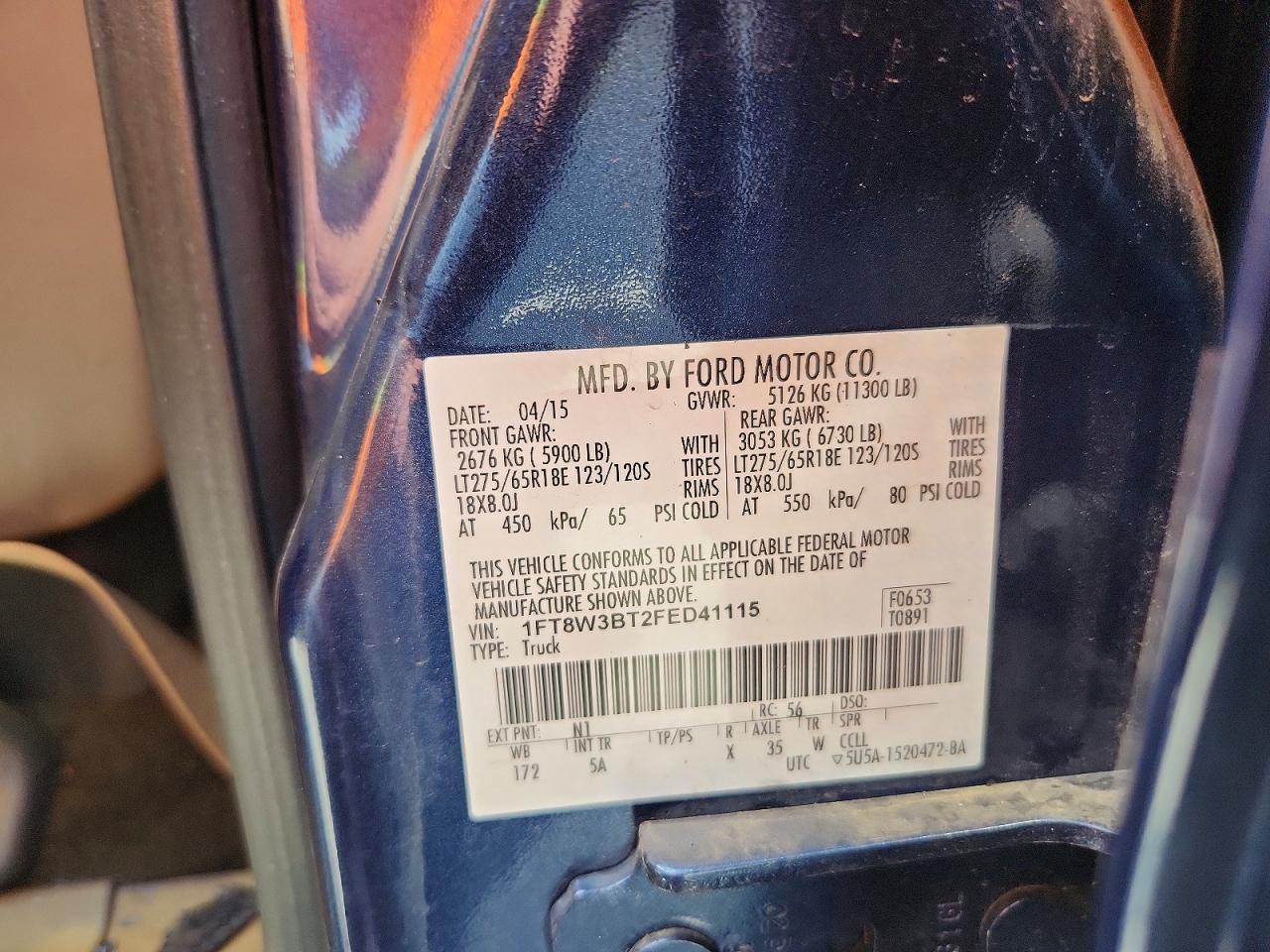2015 Ford F350 Super Duty Burn vin: 1FT8W3BT2FED41115