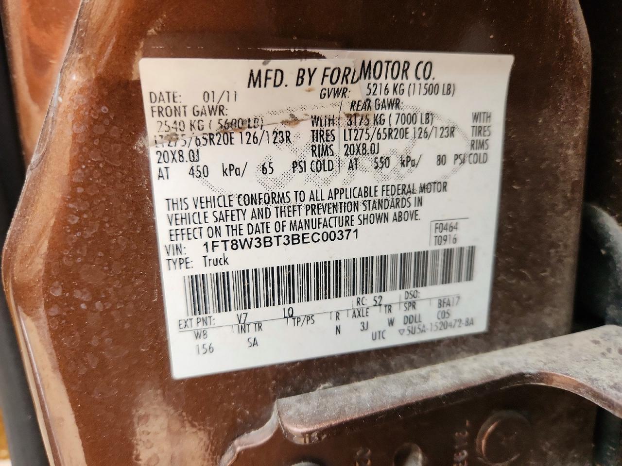 2011 Ford F350 Super Duty Brown vin: 1FT8W3BT3BEC00371